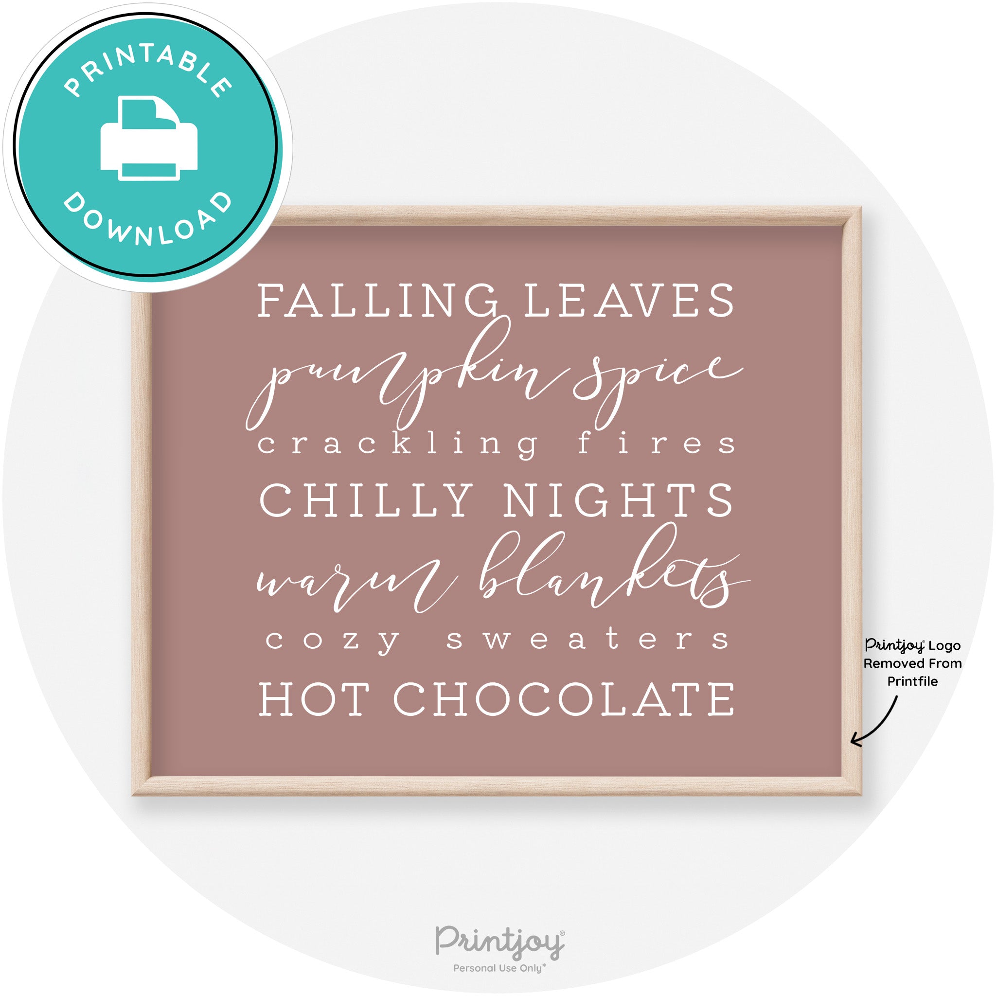 Fall Favorite Things Modern Transitional Decor Wall Art Printable