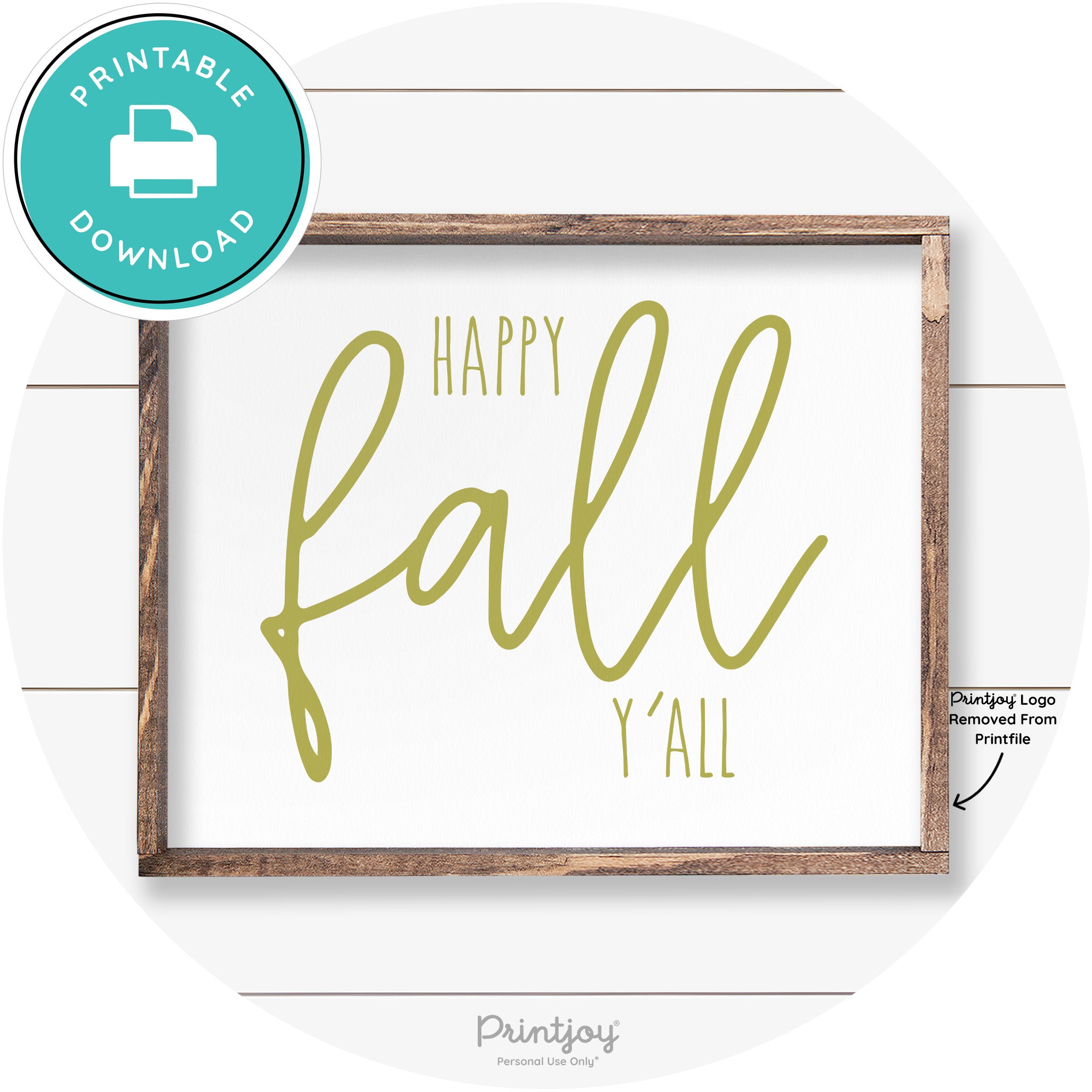 Happy Fall Y'all Cute Farmhouse Autumn Wall Art Decor Free Printable