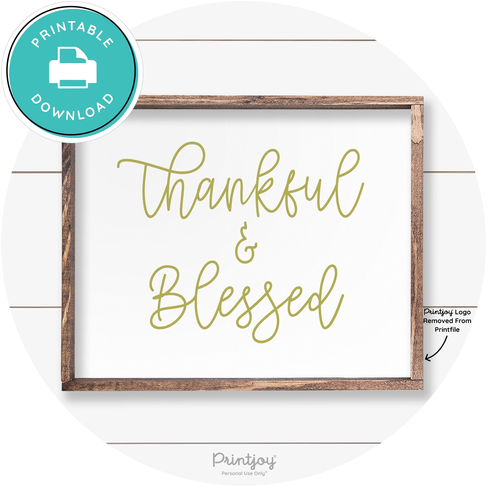 Thankful And Blessed Thanksgiving Farmhouse Wall Art Free Printable
