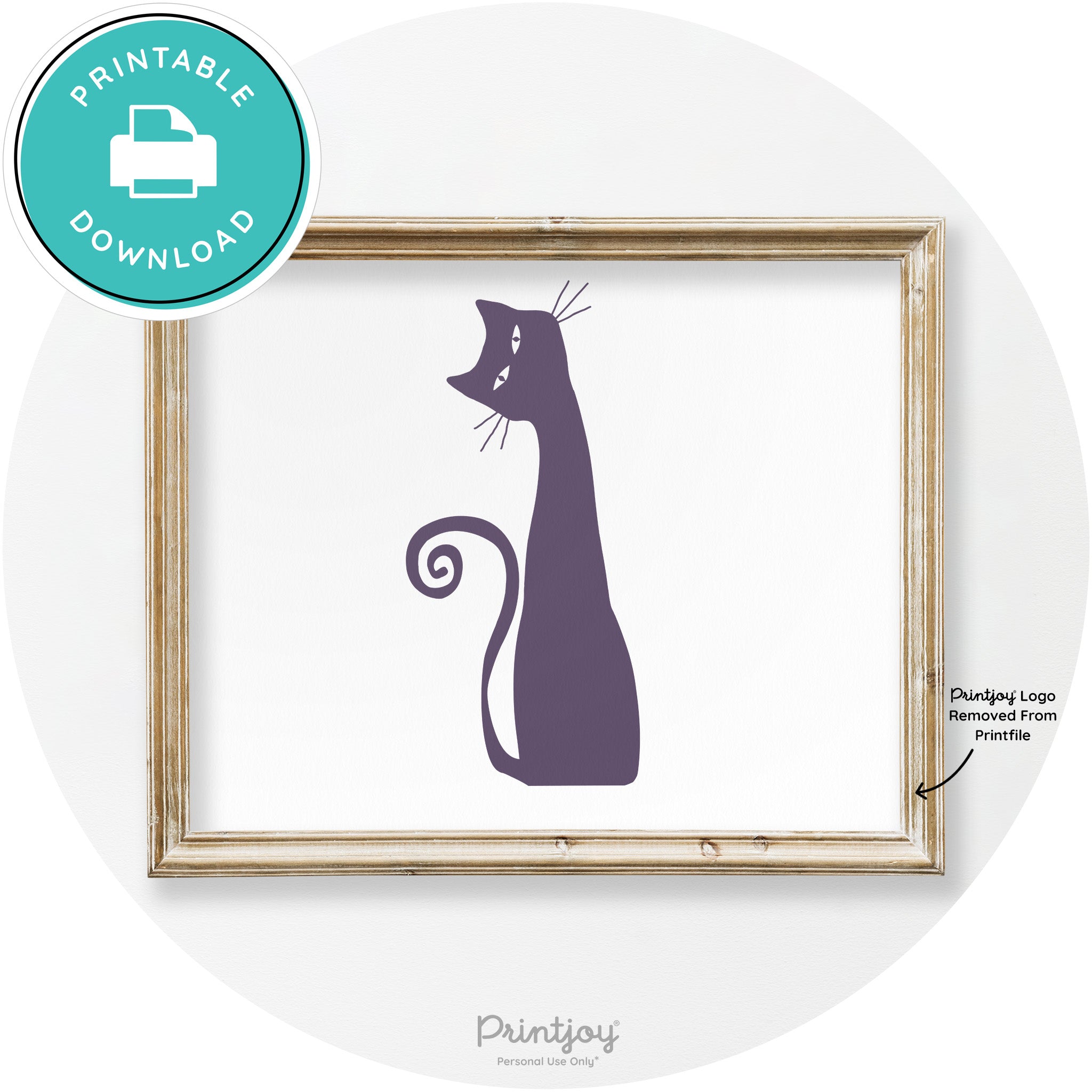 Creepy Skinny Cat Modern Vintage Halloween Wall Art Free Printable