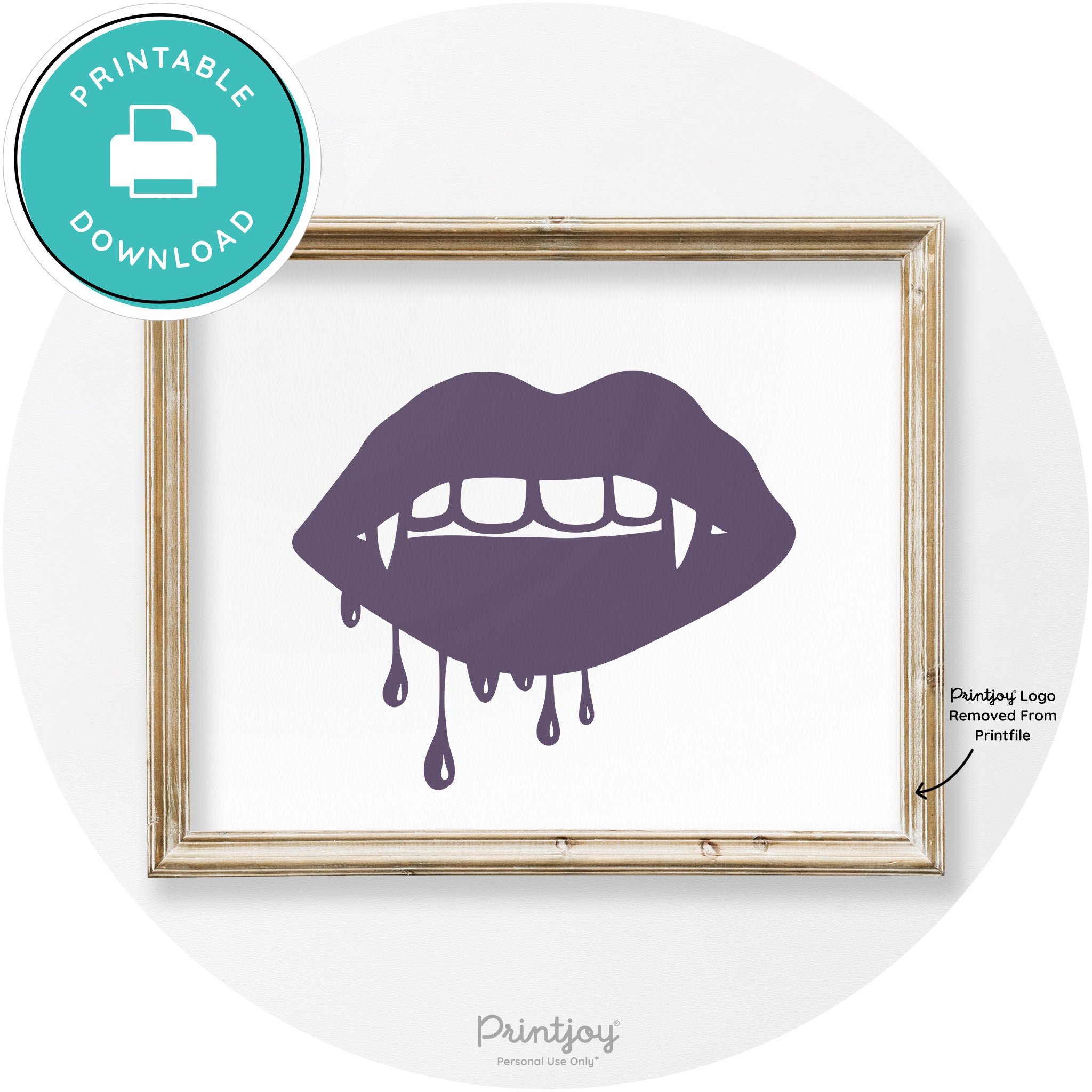 Dracula Fangs Teeth Modern Vintage Halloween Wall Art Free Printable