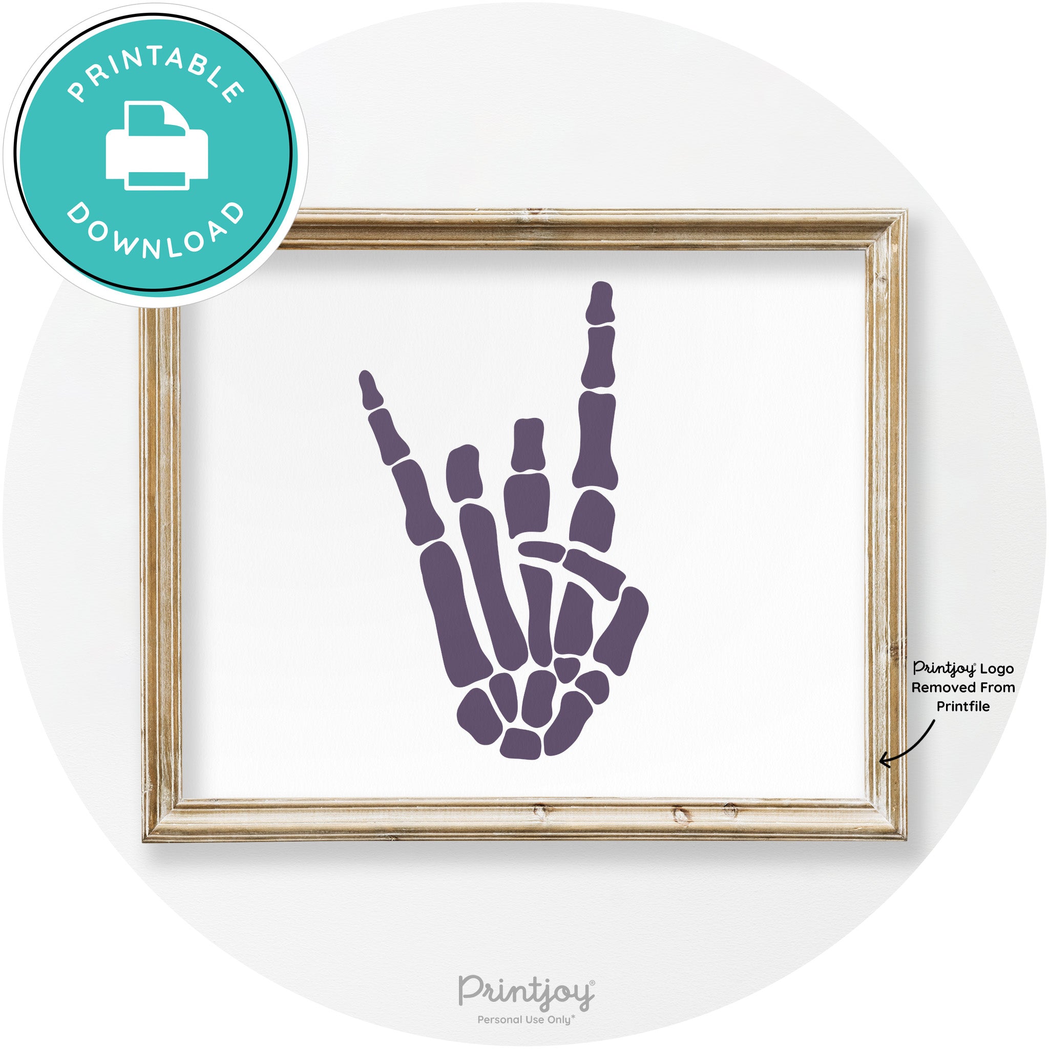 Skeleton Rock On Hand Bones Vintage Halloween Wall Art Free Printable