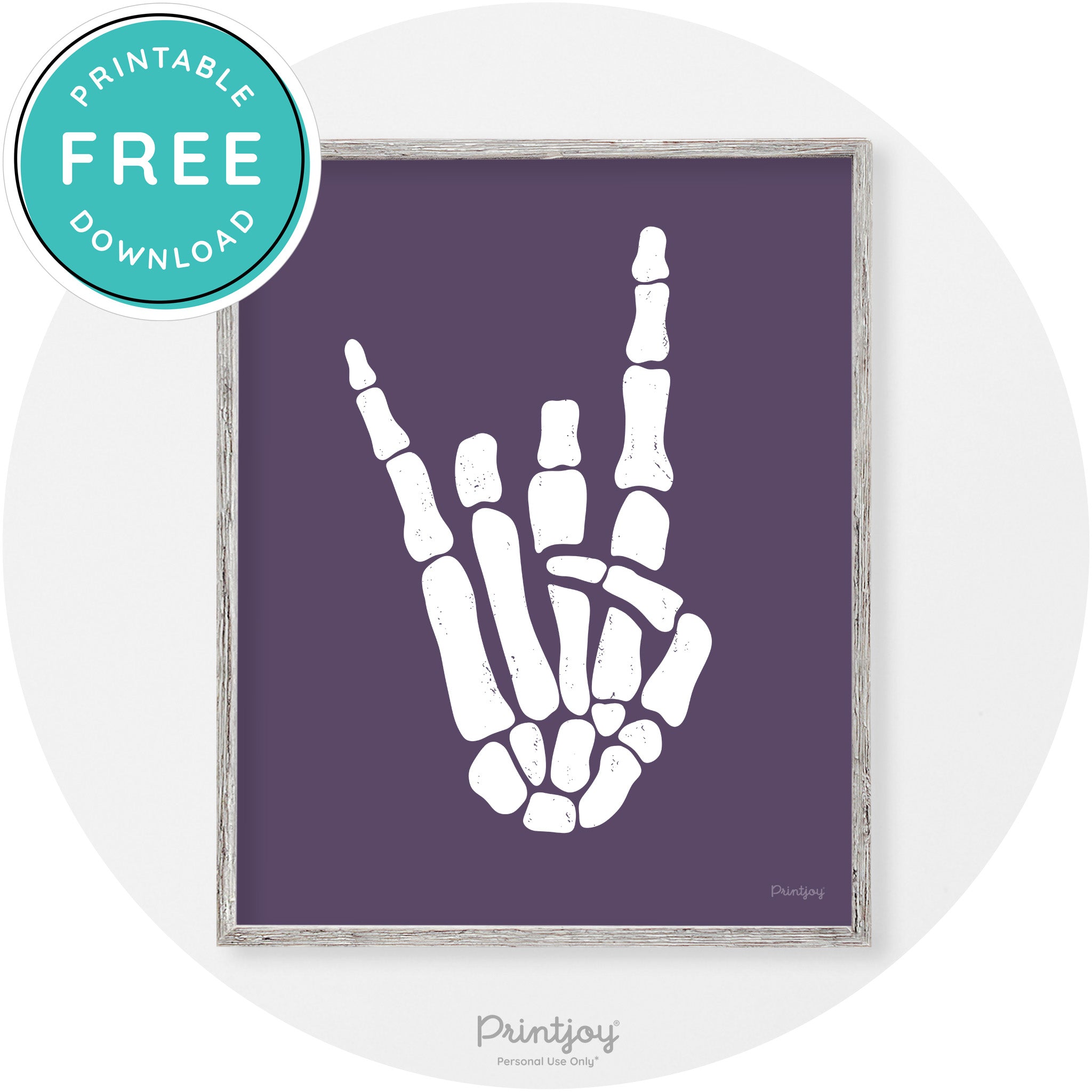Skeleton Rock On Hand Bones Vintage Halloween Wall Art Free Printable - Printjoy