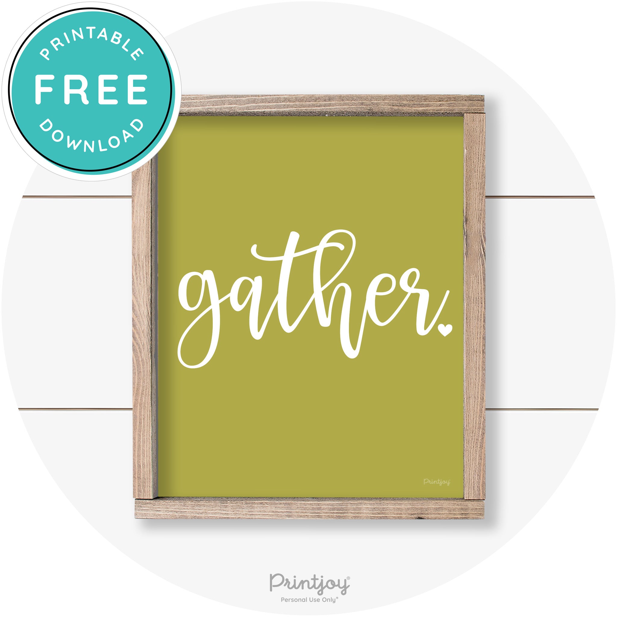 Fall Gather Heart Cute Farmhouse Wall Art Decor Free Printable