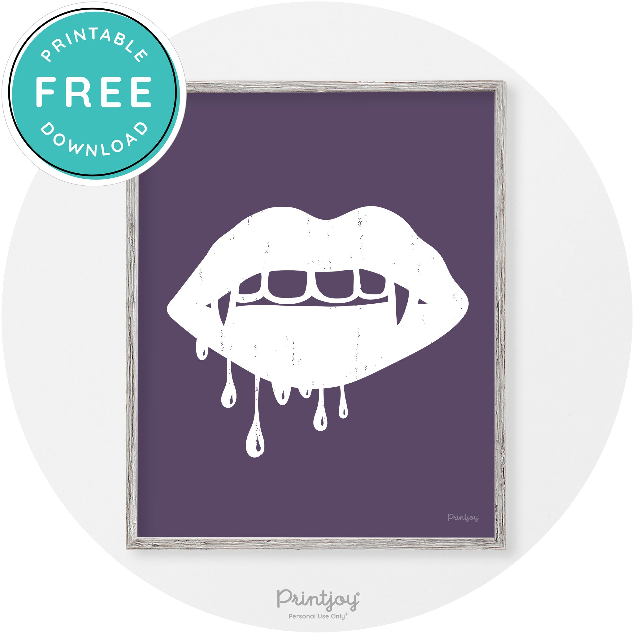 Dracula Fangs Teeth Modern Vintage Halloween Wall Art Free Printable - Printjoy