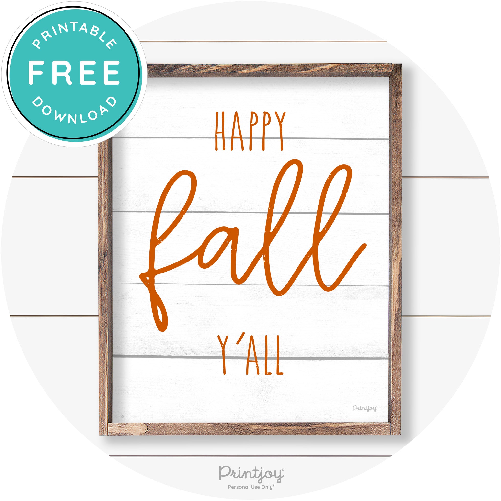 Happy Fall Y'all Cute Farmhouse Autumn Wall Art Decor Free Printable - Printjoy