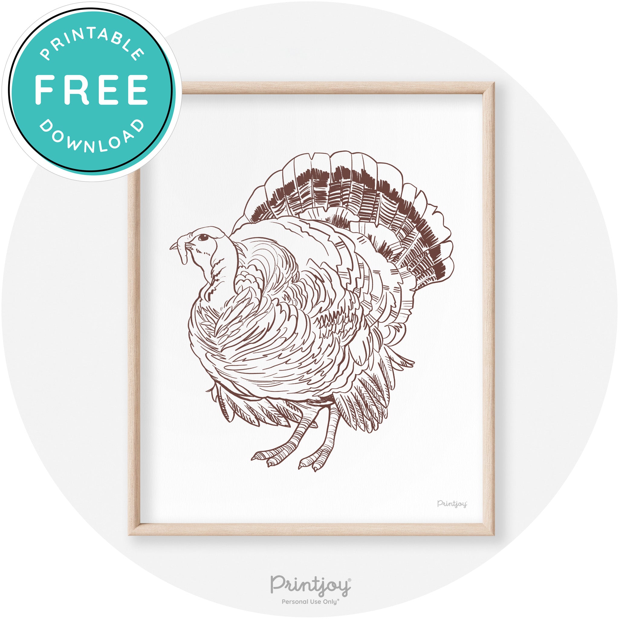 Turkey Drawing Thanksgiving Transitional Wall Art Decor Free Printable