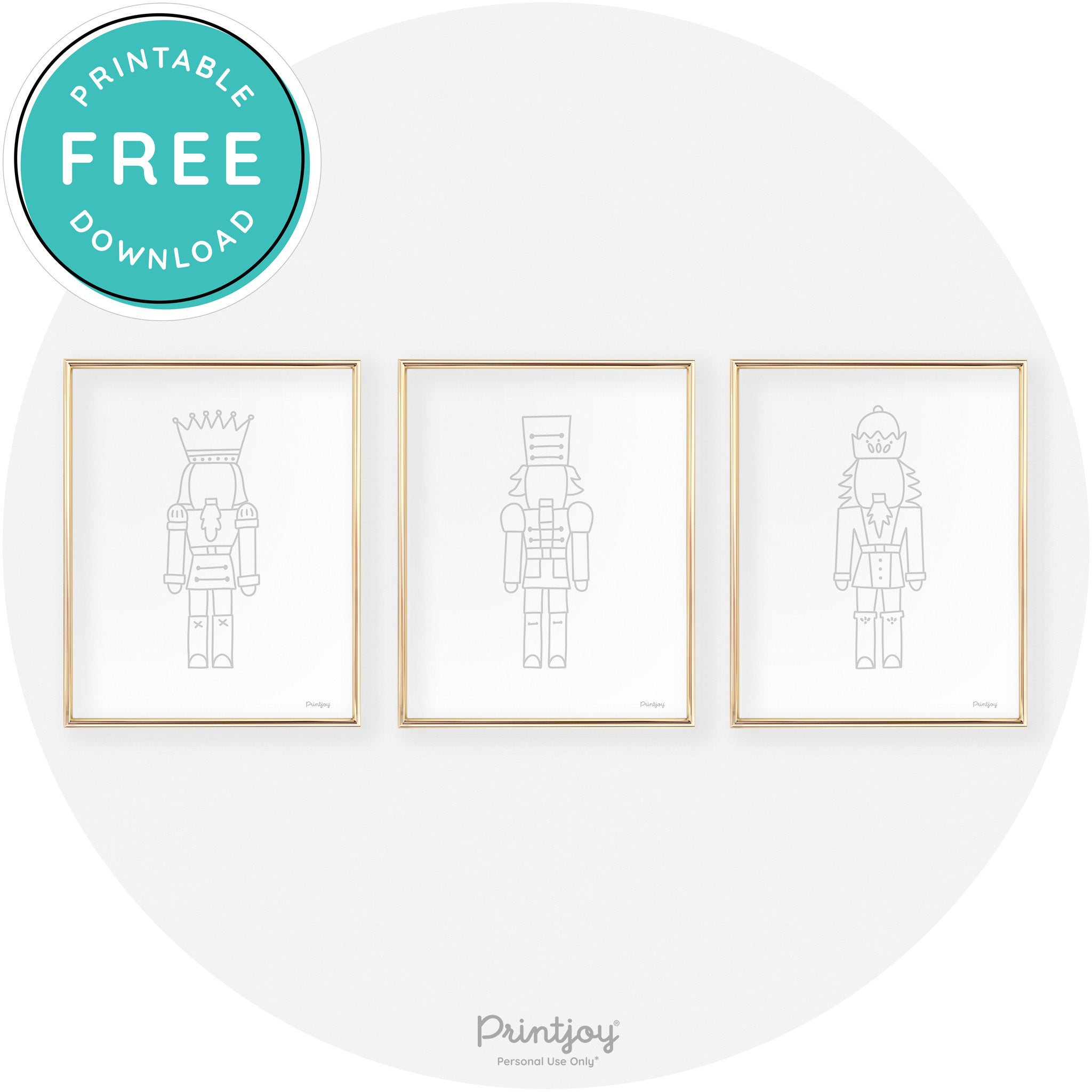 Nutcracker Line Art Set Of 3 Cute Christmas Chic Wall Art Free Printable