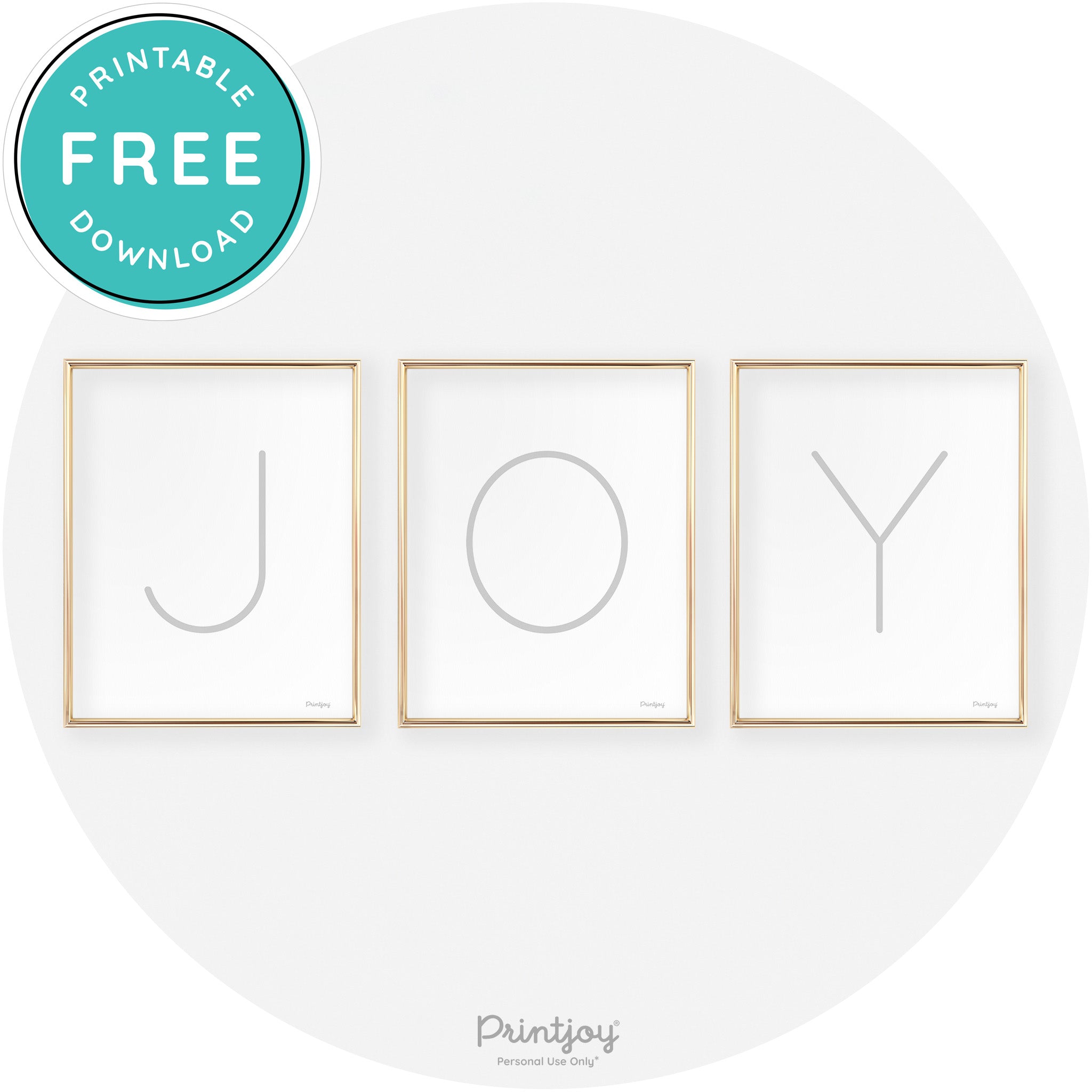 Joy Simple Letters Set Of 3 Christmas Modern Chic Wall Art Free Printable