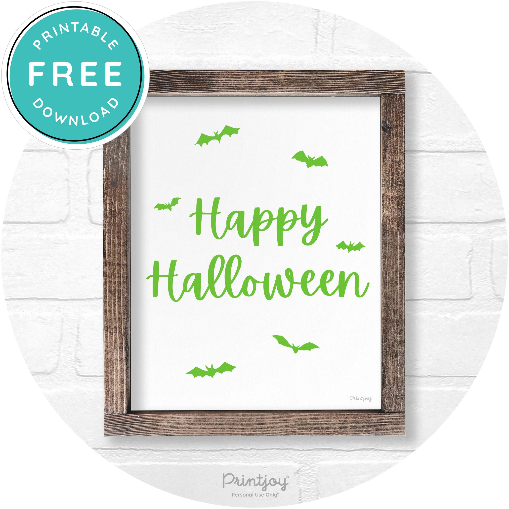Happy Halloween Bats Rustic Farmhouse Wall Art Printable