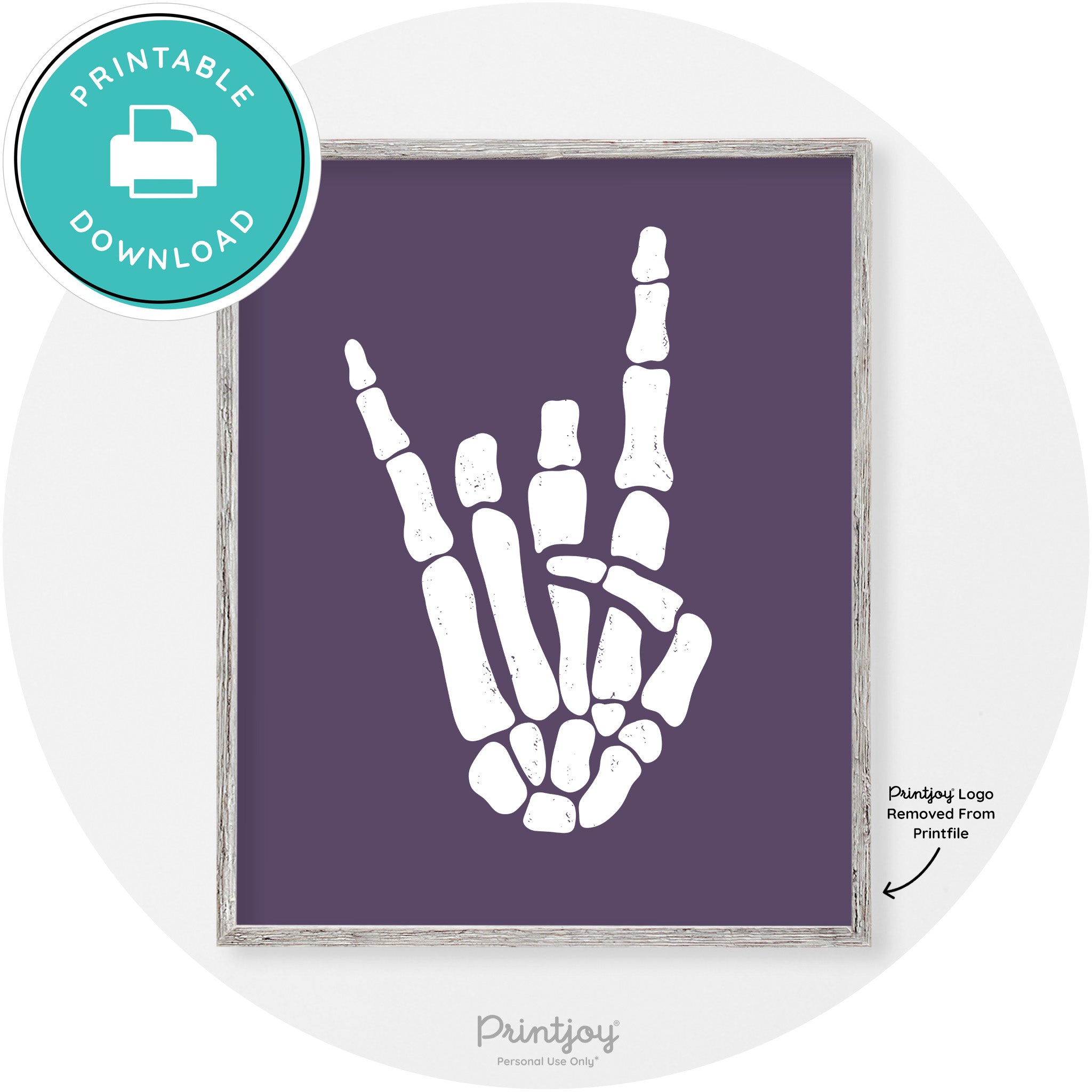 Skeleton Rock On Hand Bones Vintage Halloween Wall Art Free Printable - Printjoy