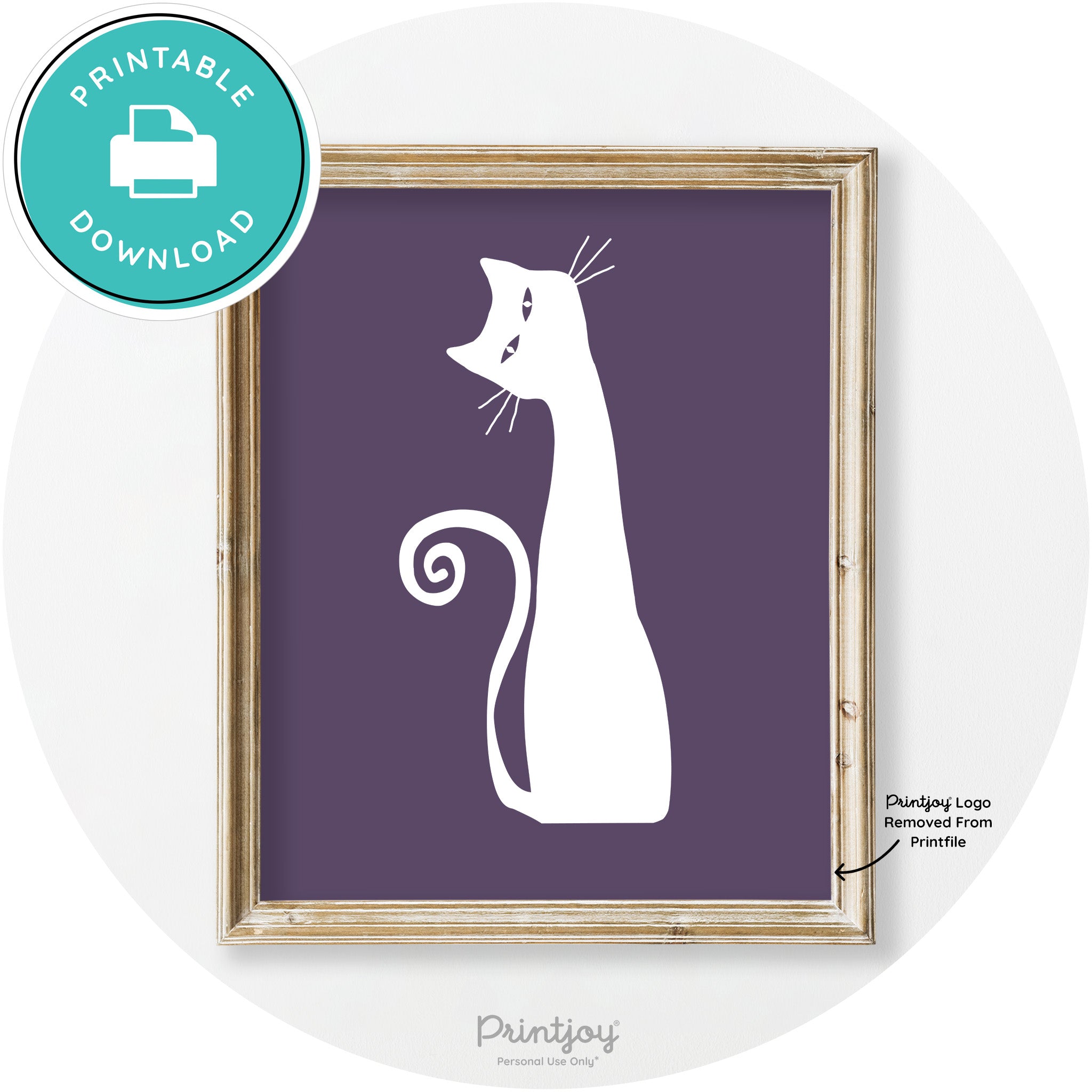 Creepy Skinny Cat Modern Vintage Halloween Wall Art Free Printable