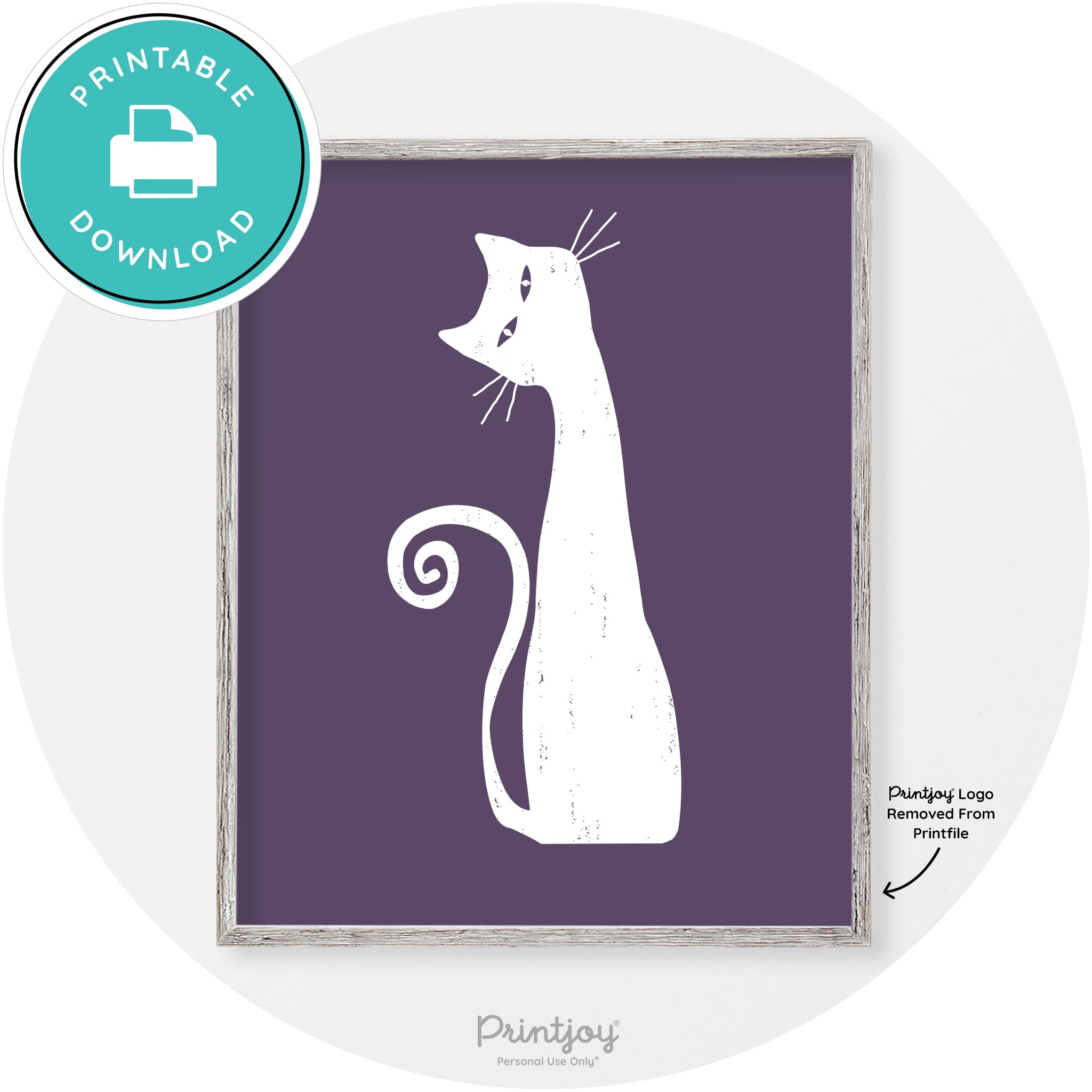 Creepy Skinny Cat Modern Vintage Halloween Wall Art Free Printable - Printjoy