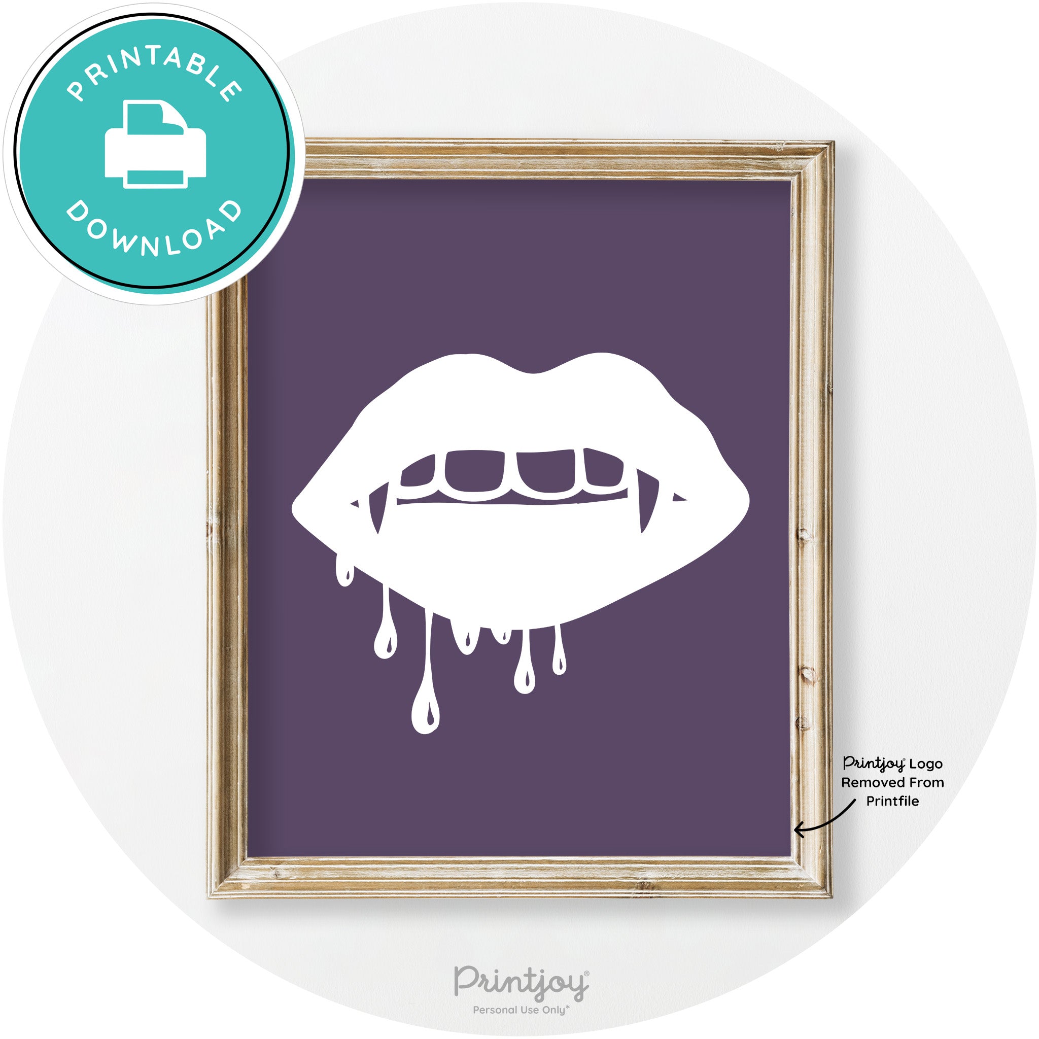 Dracula Fangs Teeth Modern Vintage Halloween Wall Art Free Printable