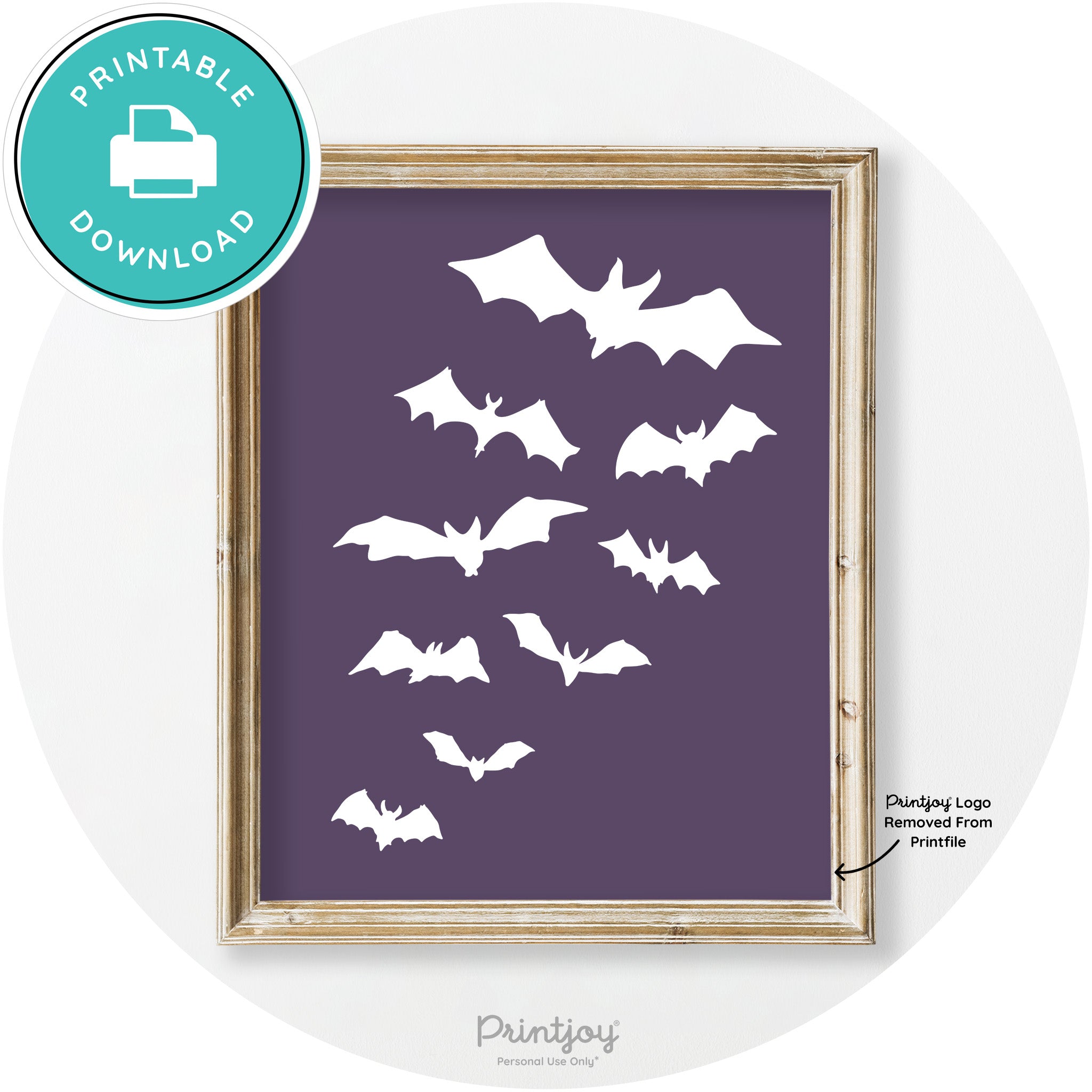 Halloween Bats Silhouette Modern Vintage Wall Art Free Printable