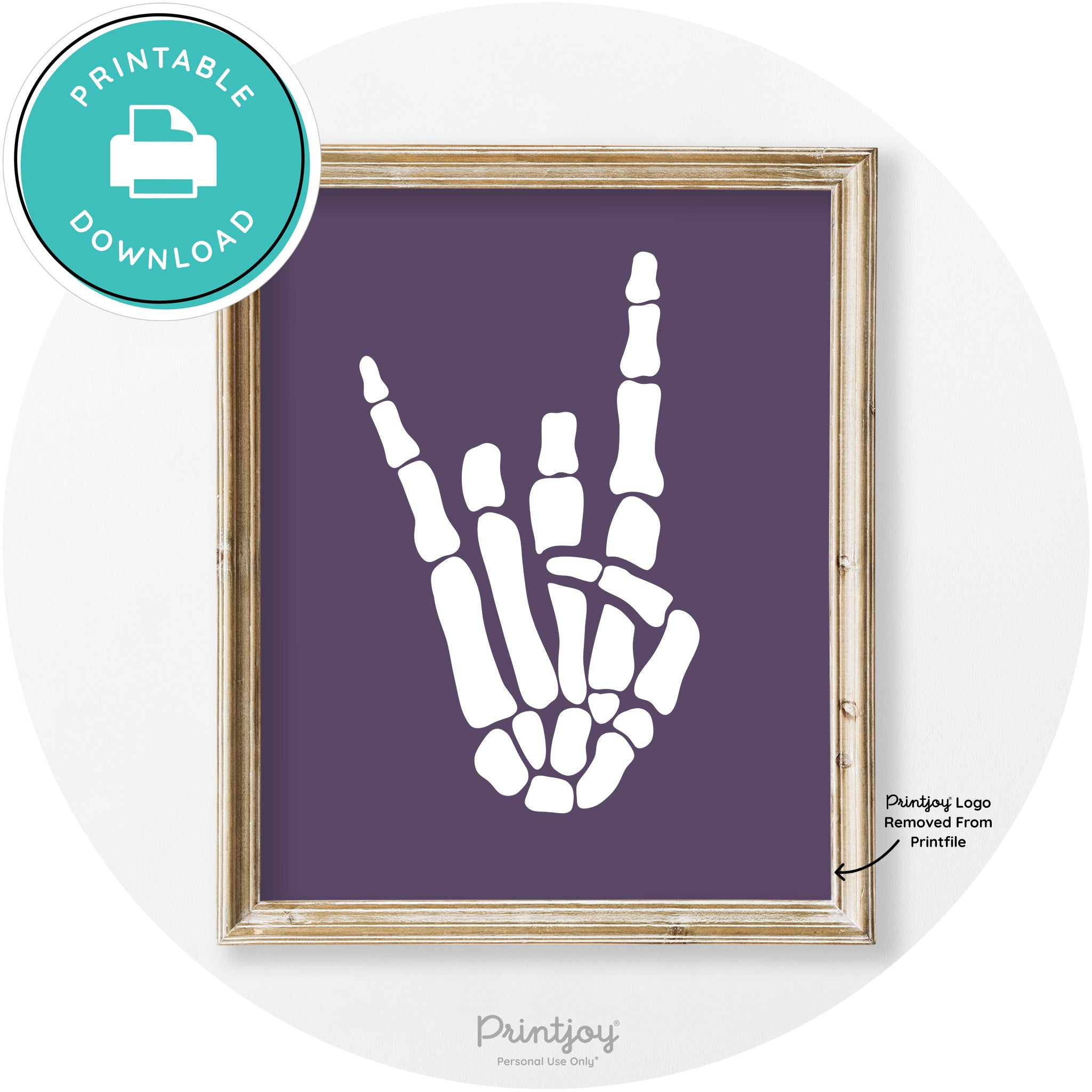 Skeleton Rock On Hand Bones Vintage Halloween Wall Art Free Printable