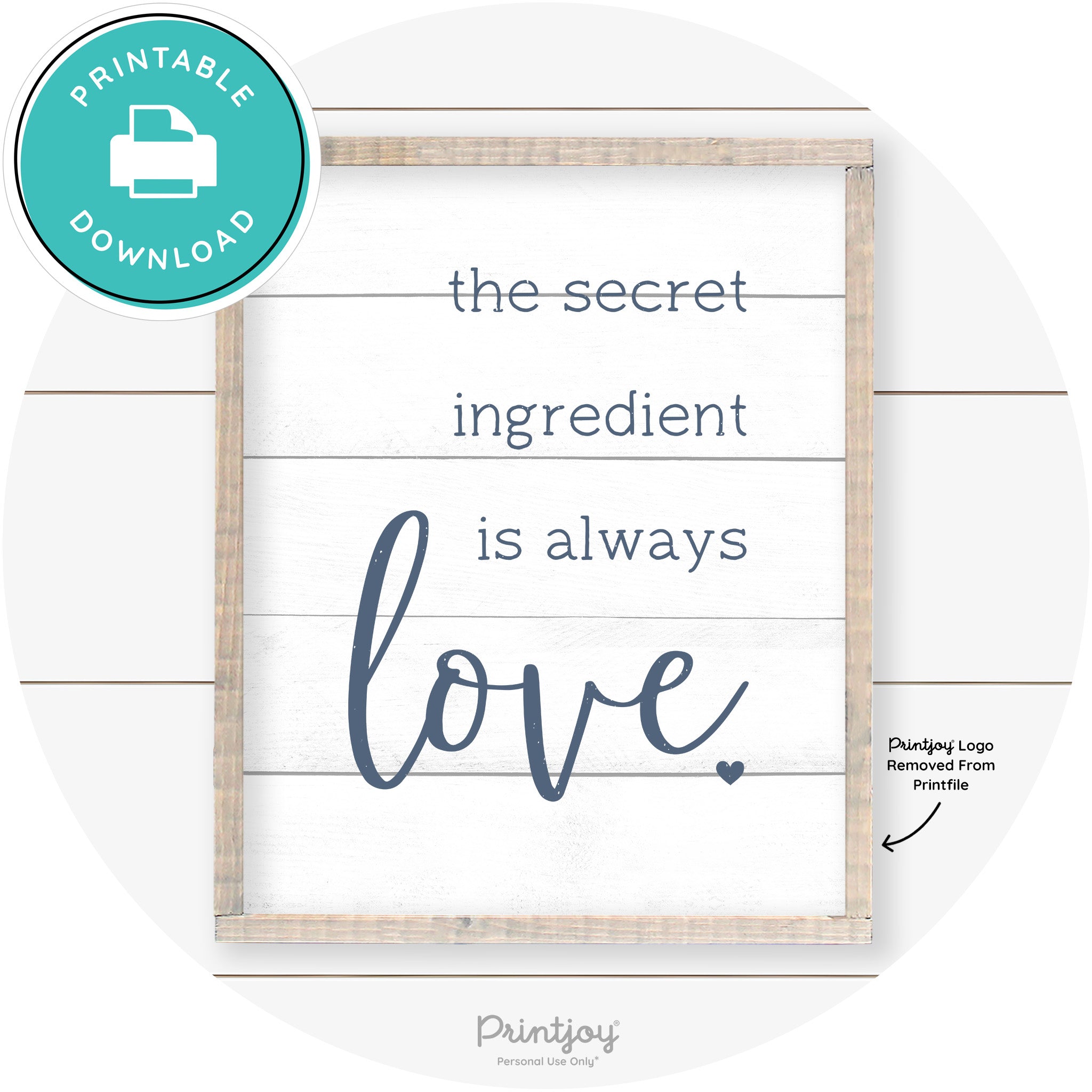 Secret Ingredient Is Love Farmhouse Kitchen Wall Art Free Printable