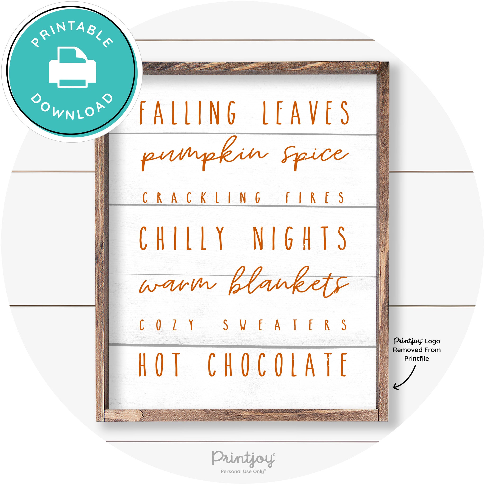 Fall Favorite Things Cute Farmhouse Autumn Wall Art Free Printable - Printjoy