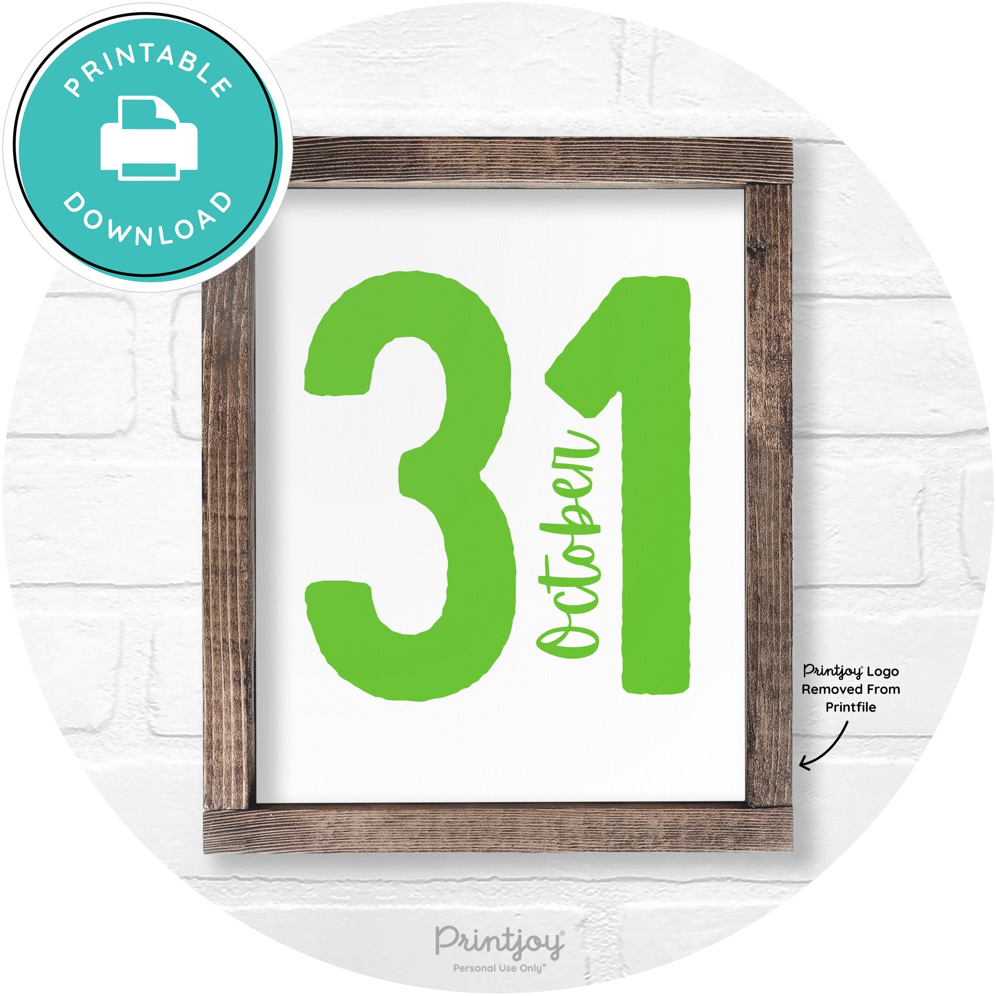 October 31 Halloween Rustic Farmhouse Wall Art Printable