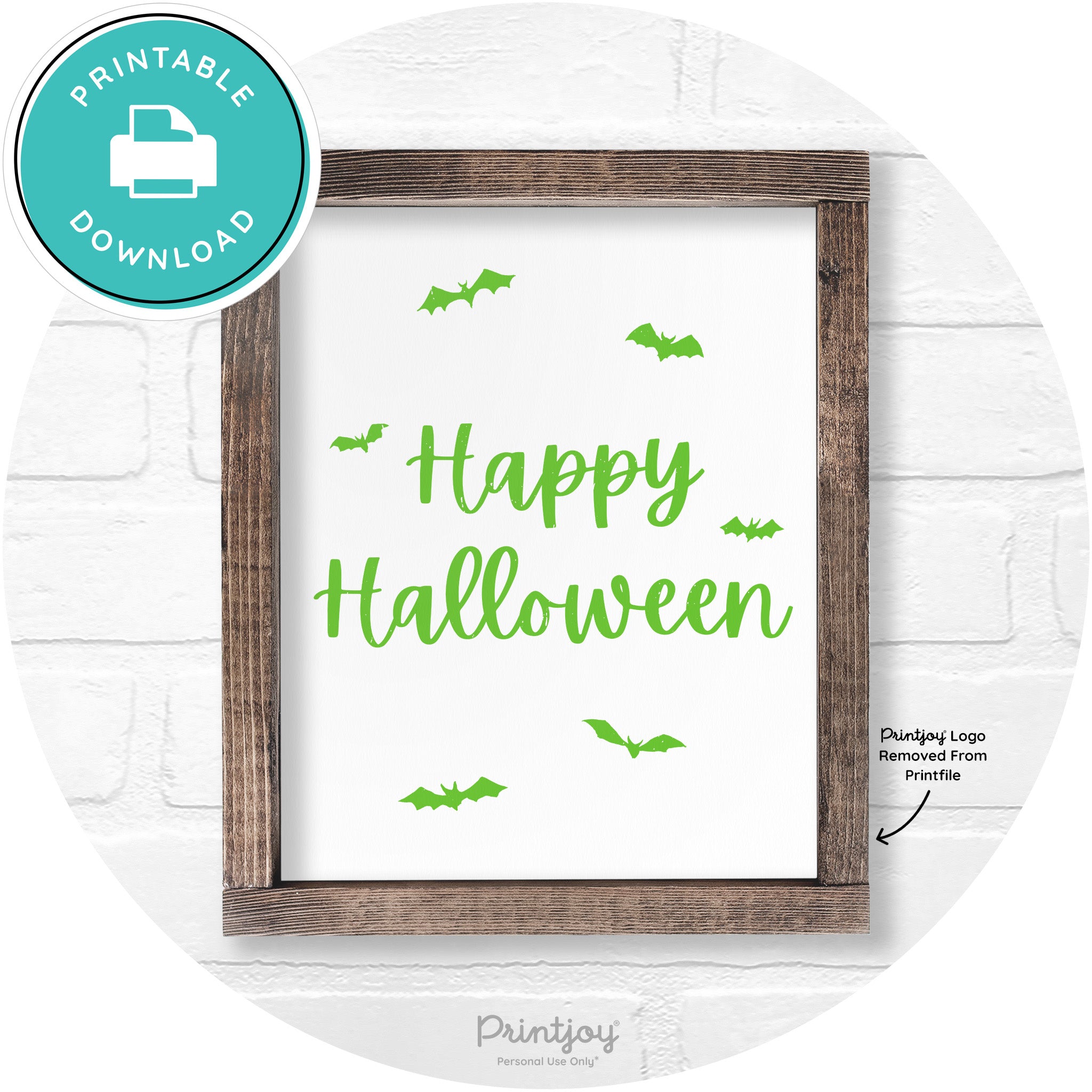 Happy Halloween Bats Rustic Farmhouse Wall Art Free Printable - Printjoy