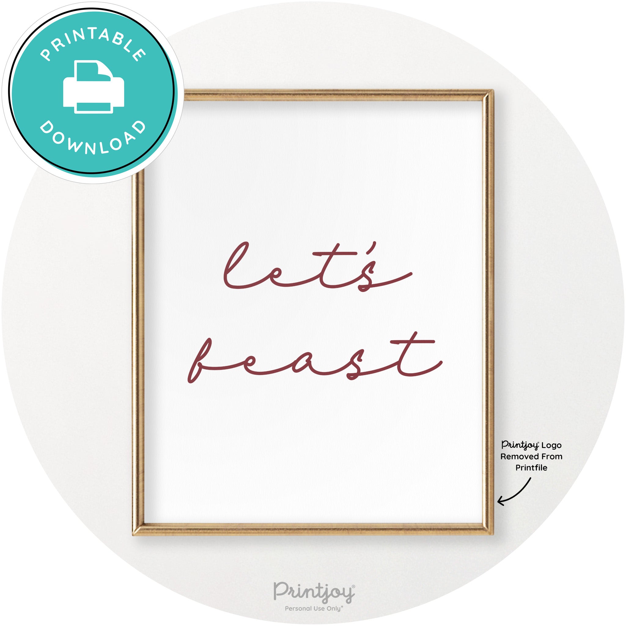 Let's Feast Cute Thanksgiving Modern Chic Wall Art Printable