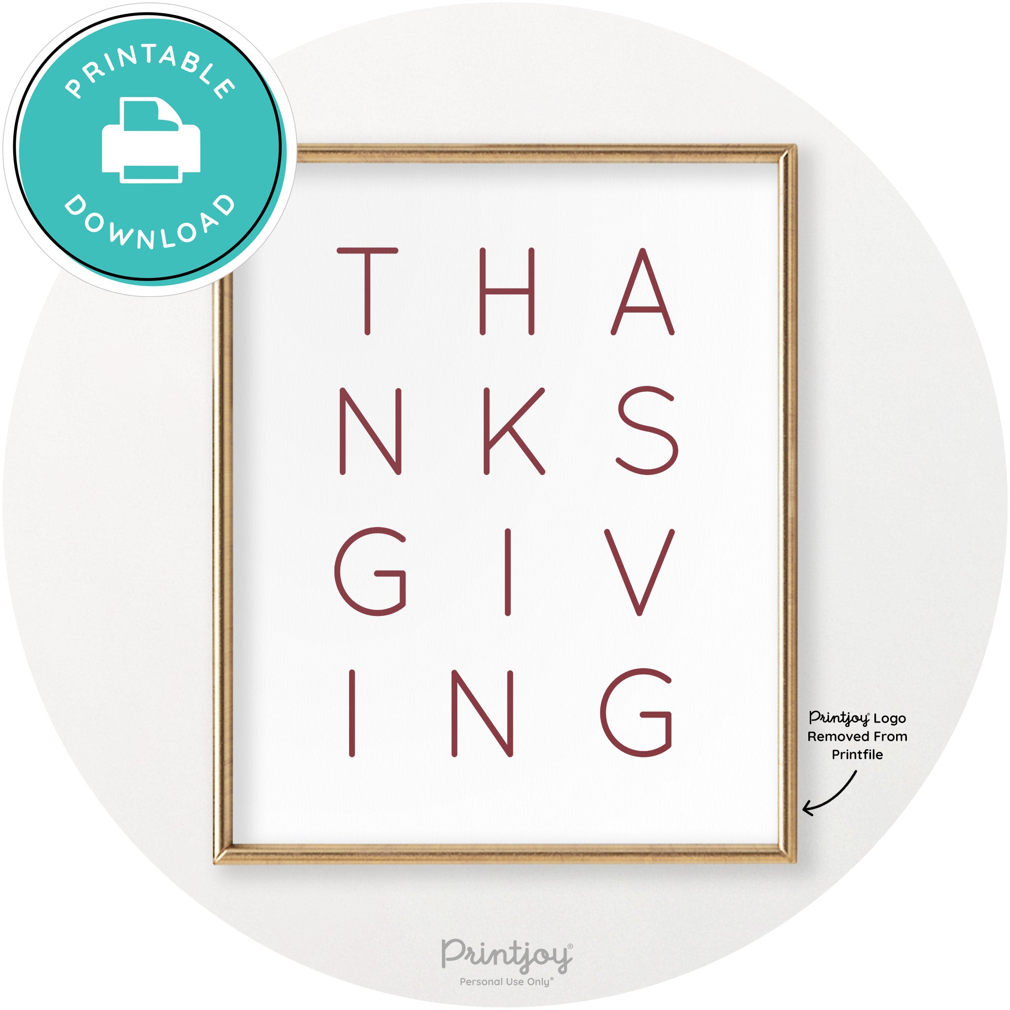 Thanksgiving Cute Typography Modern Chic Wall Art Printable