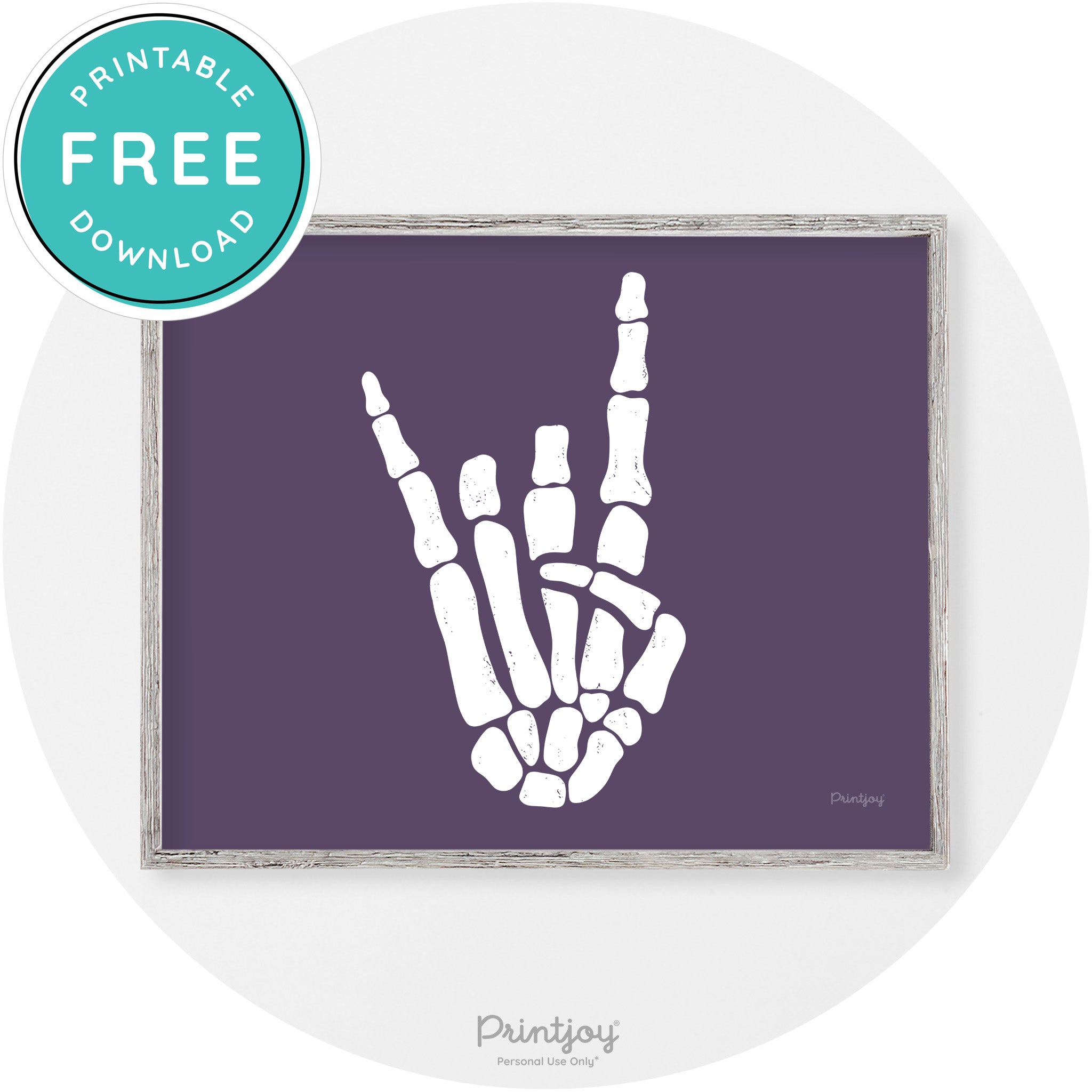 Skeleton Rock On Hand Bones Vintage Halloween Wall Art Free Printable - Printjoy