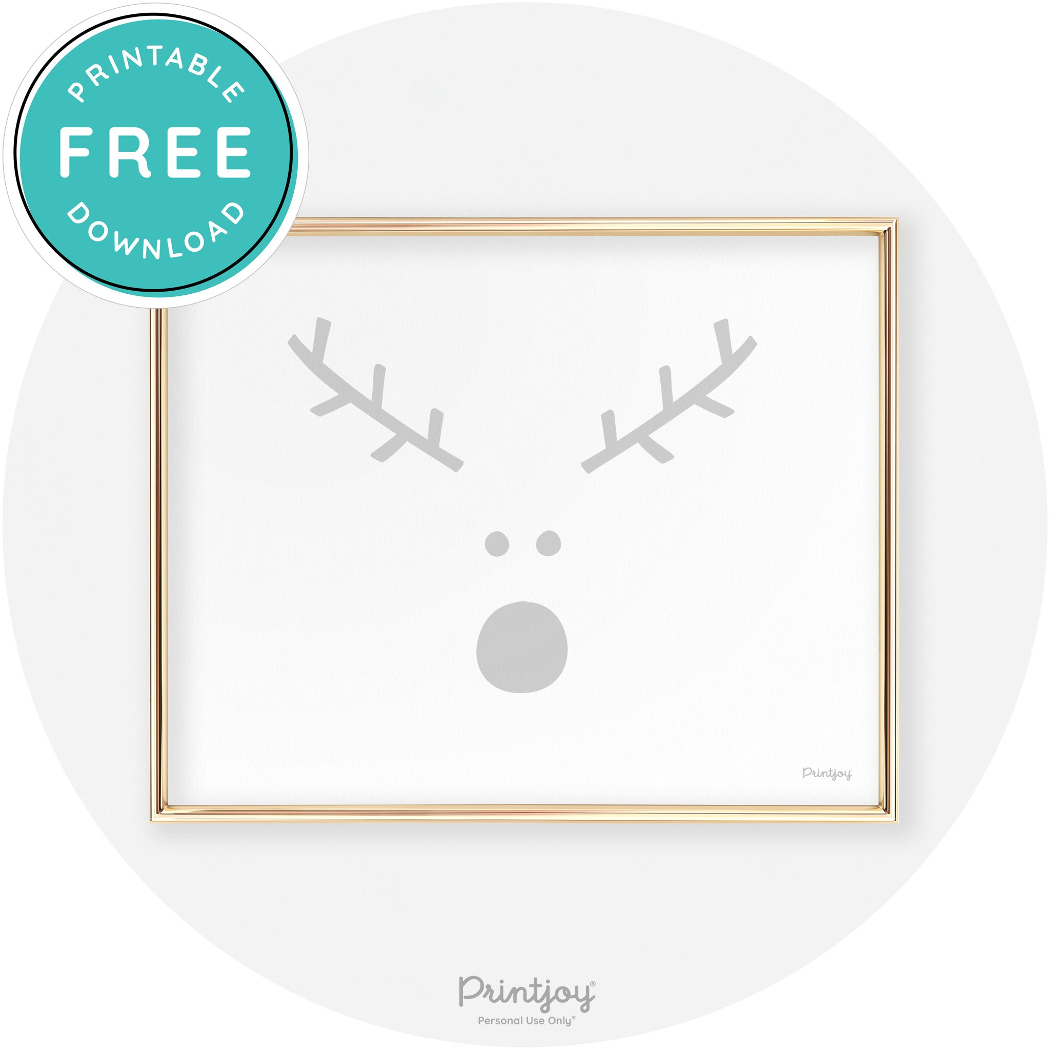 Simple Rudolph Reindeer Face Cute Chic Wall Art Free Printable