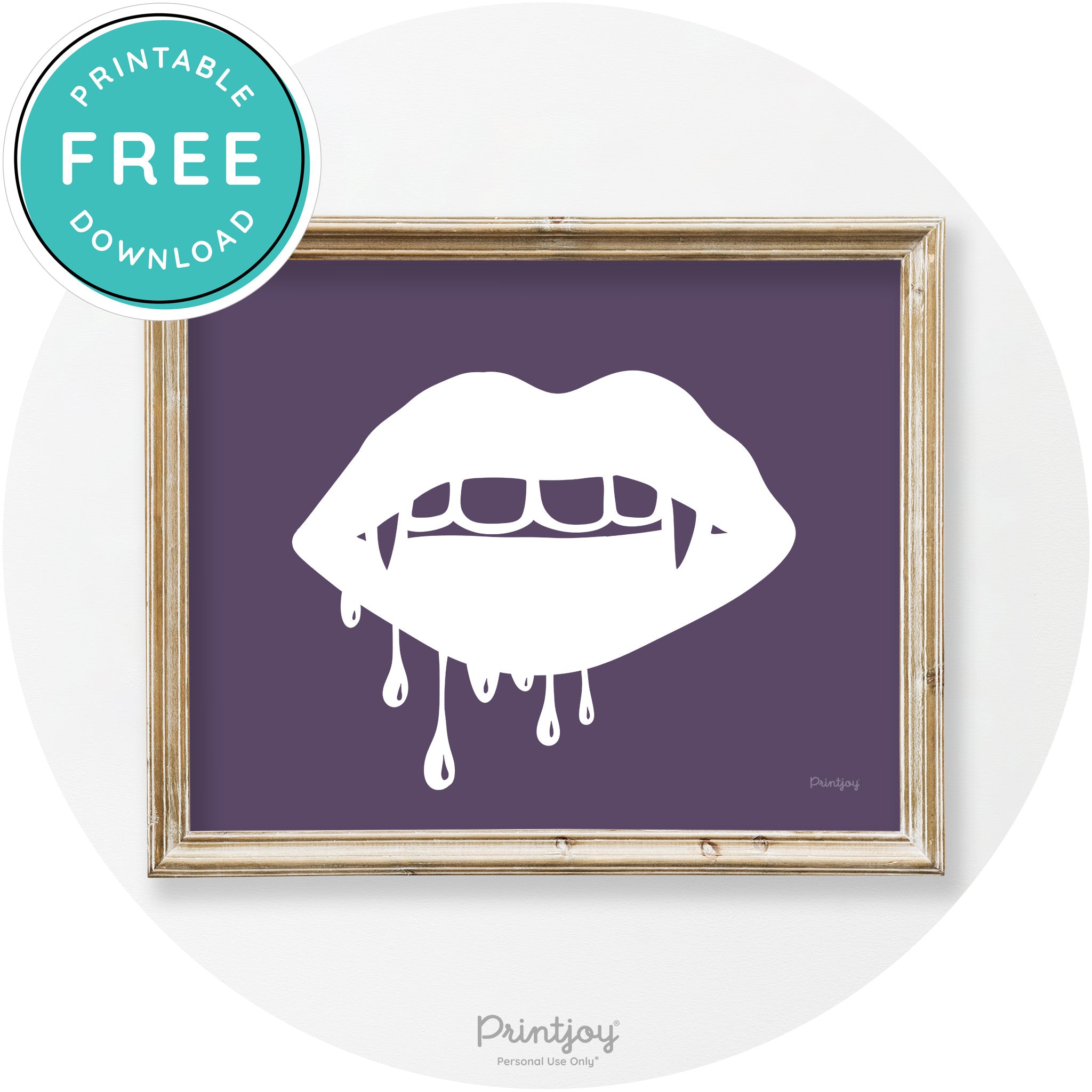 Dracula Fangs Teeth Modern Vintage Halloween Wall Art Free Printable