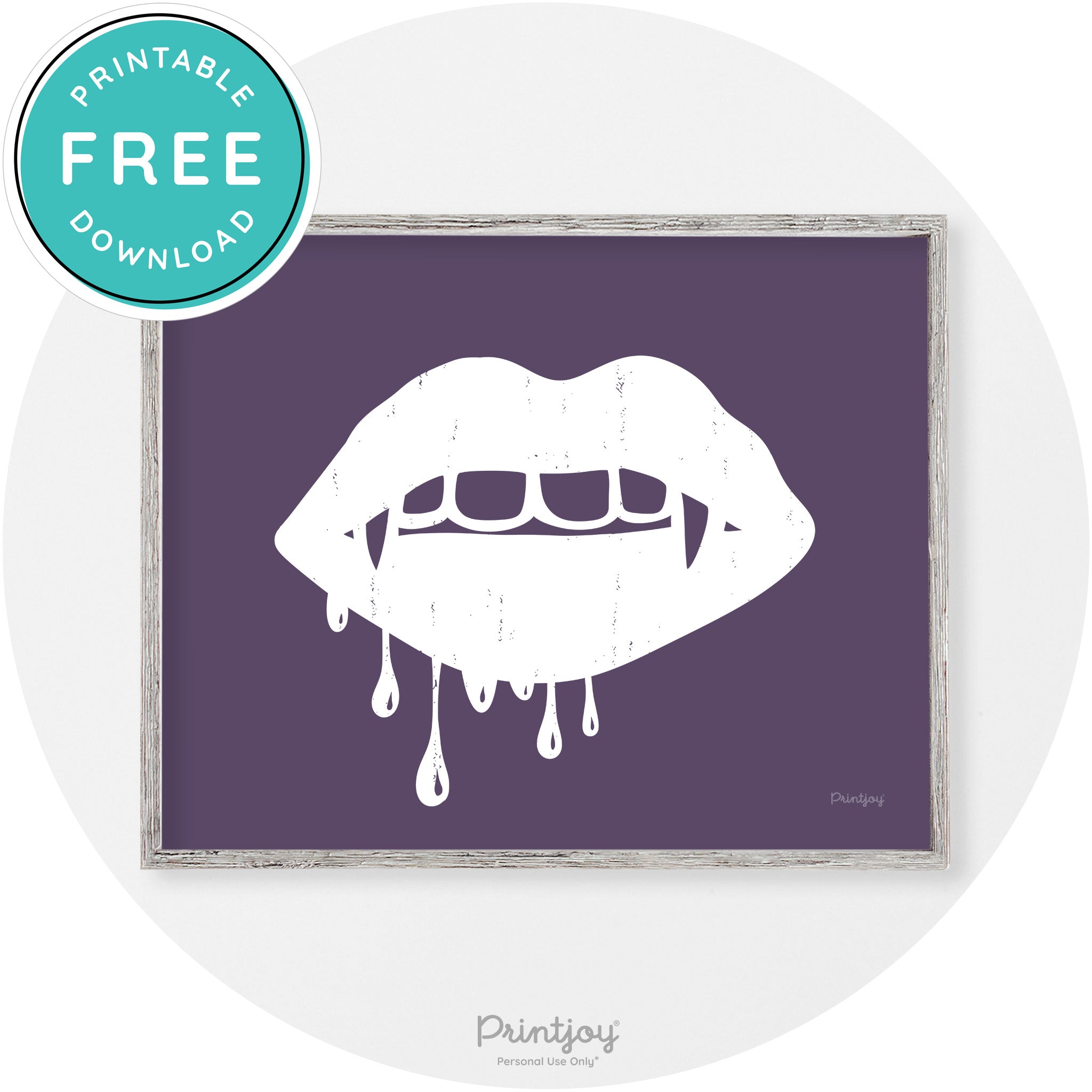 Dracula Fangs Teeth Modern Vintage Halloween Wall Art Free Printable - Printjoy