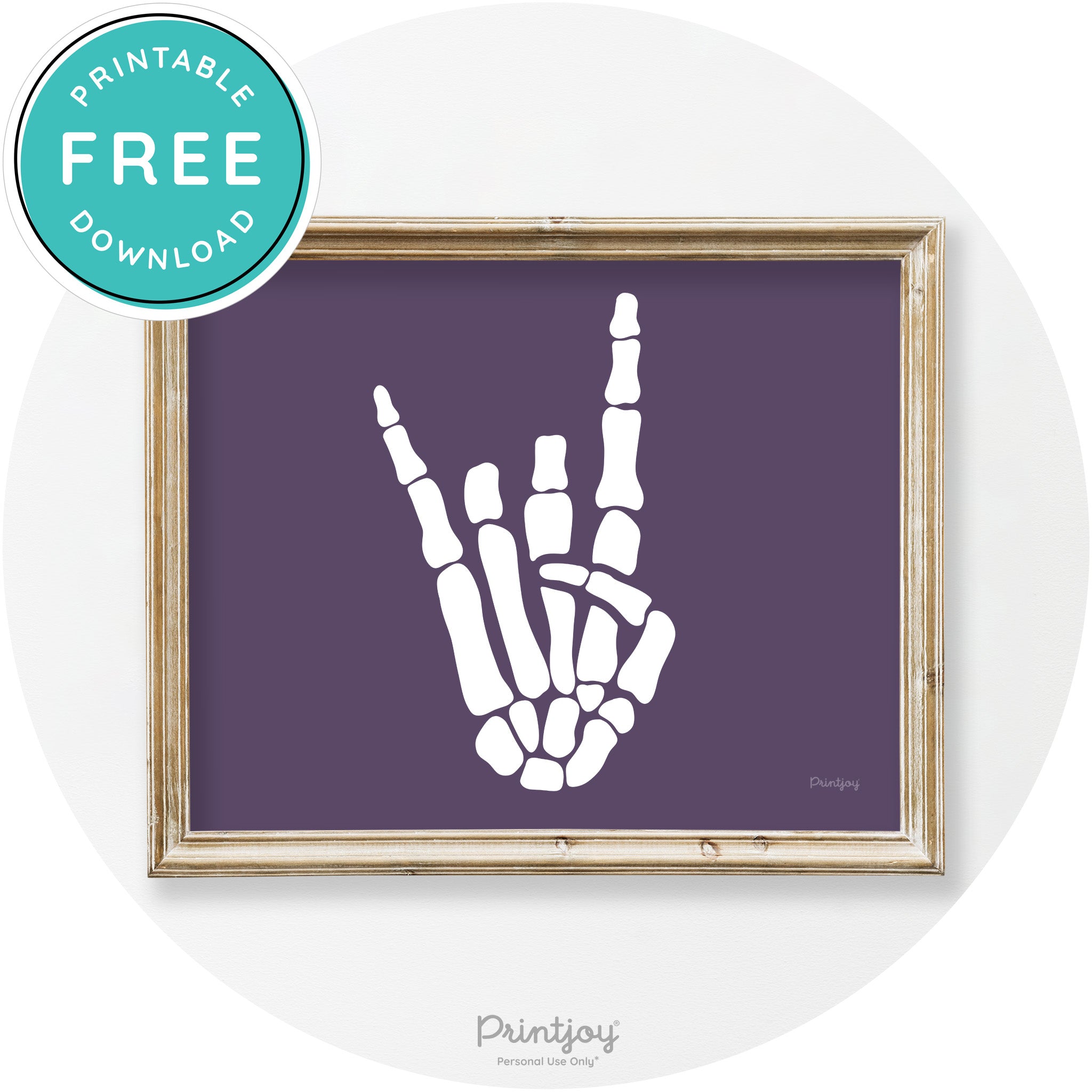 Skeleton Rock On Hand Bones Vintage Halloween Wall Art Free Printable