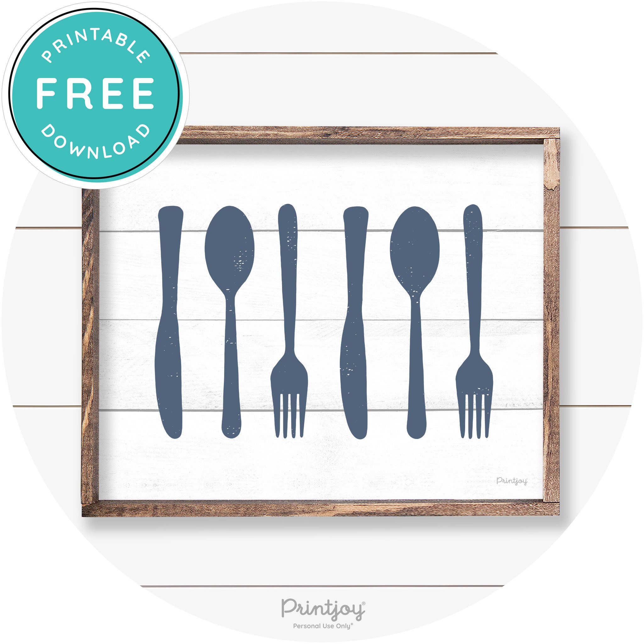 Fork Spoon Knife Pattern Farmhouse Kitchen Wall Art Free Printable