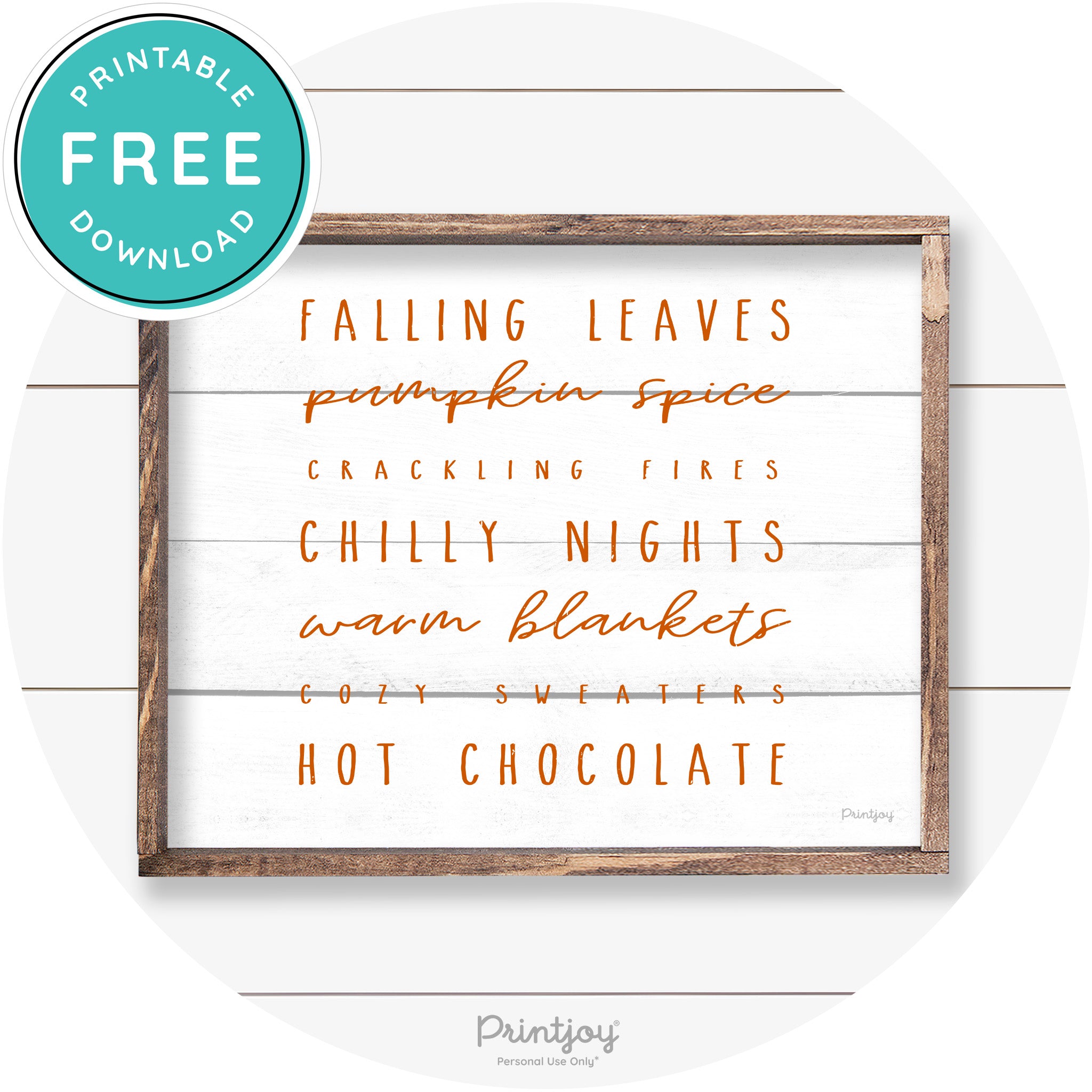 Fall Favorite Things Cute Farmhouse Autumn Wall Art Free Printable - Printjoy