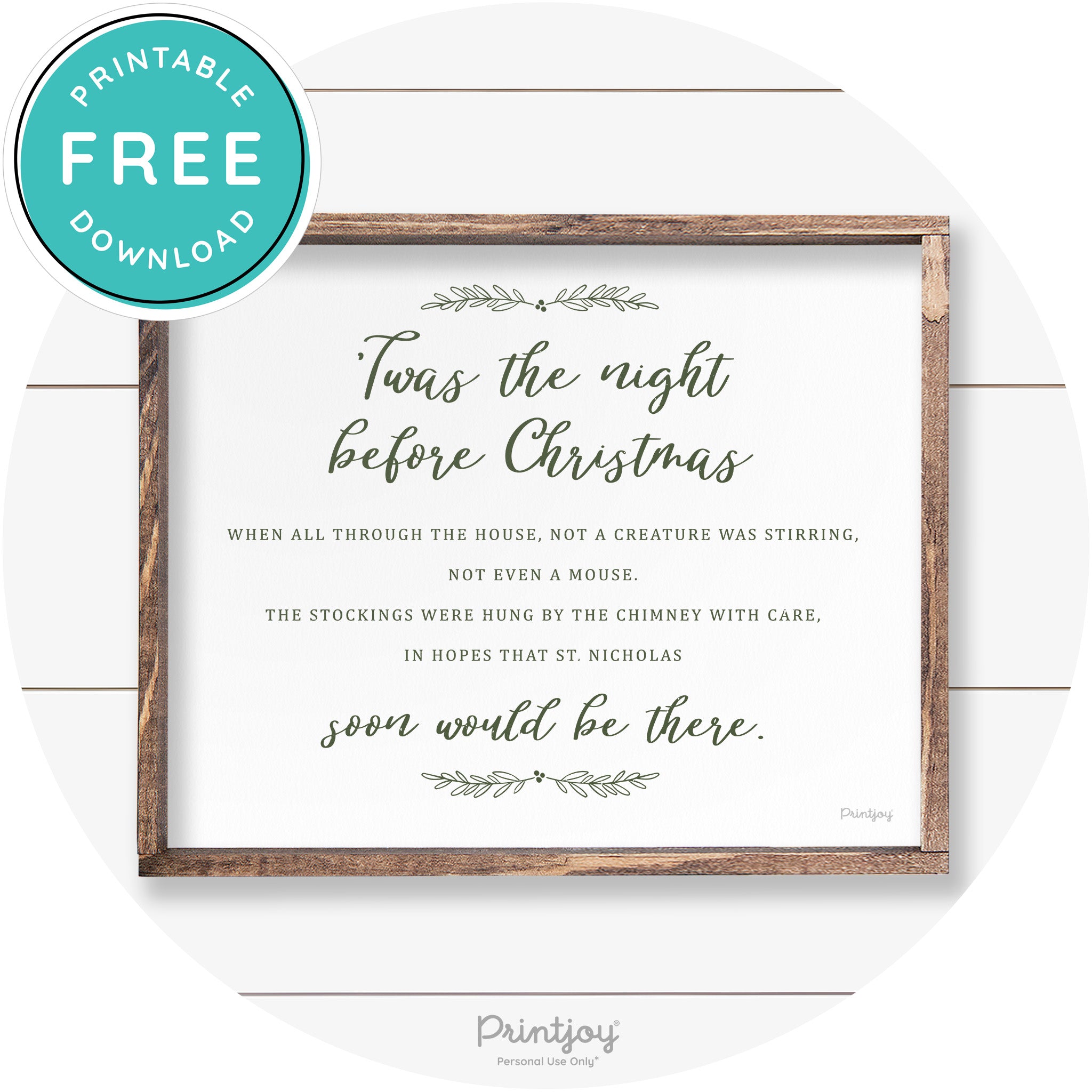 'Twas The Night Before Christmas Farmhouse Wall Art Free Printable