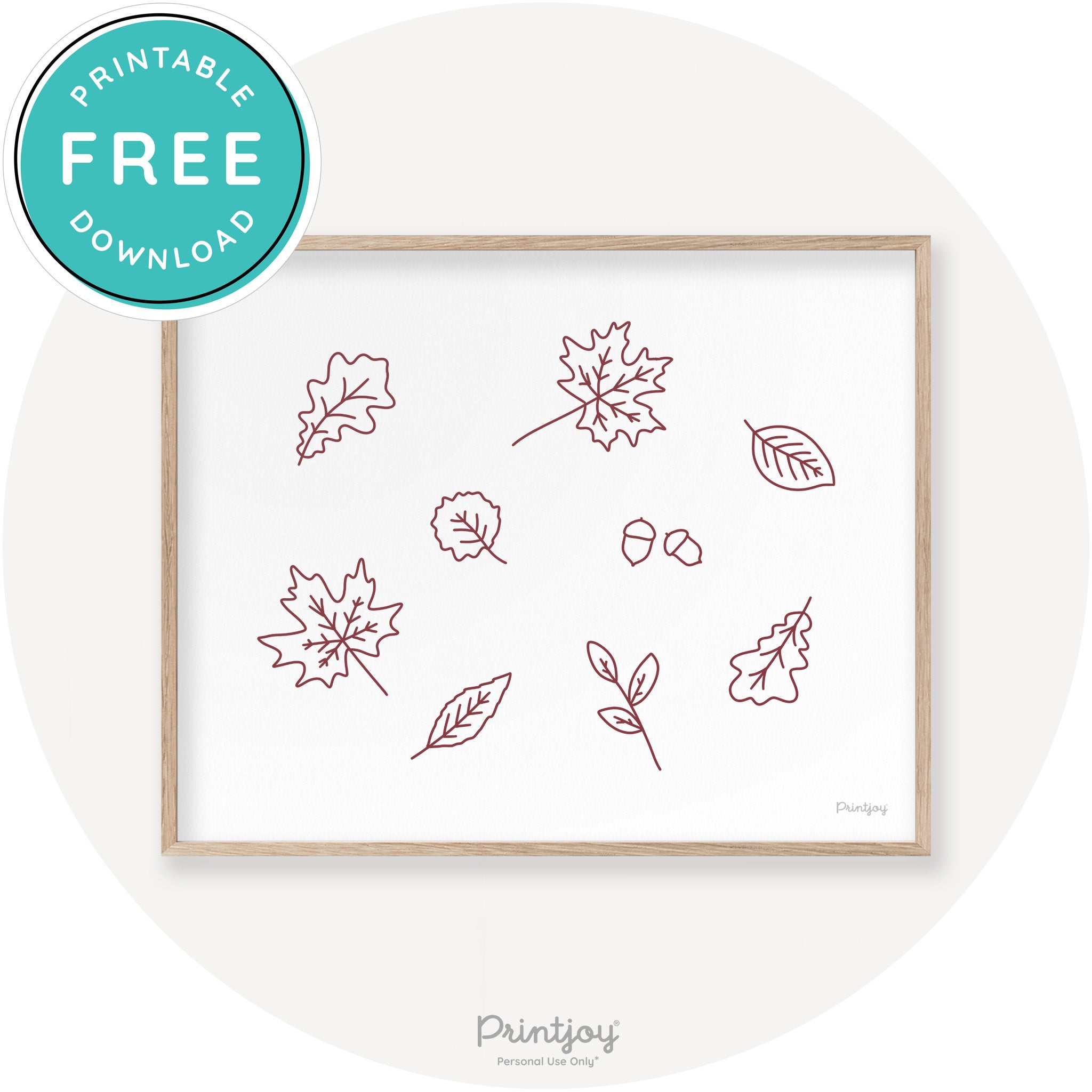 Fall Leaves Line Art Cute Fall Modern Chic Wall Art Printable