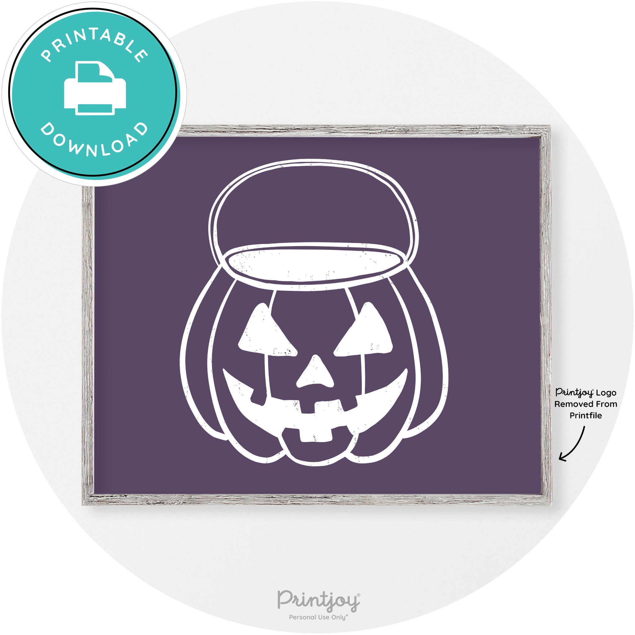 Jack O Lantern Treat Bucket Vintage Halloween Wall Art Free Printable - Printjoy