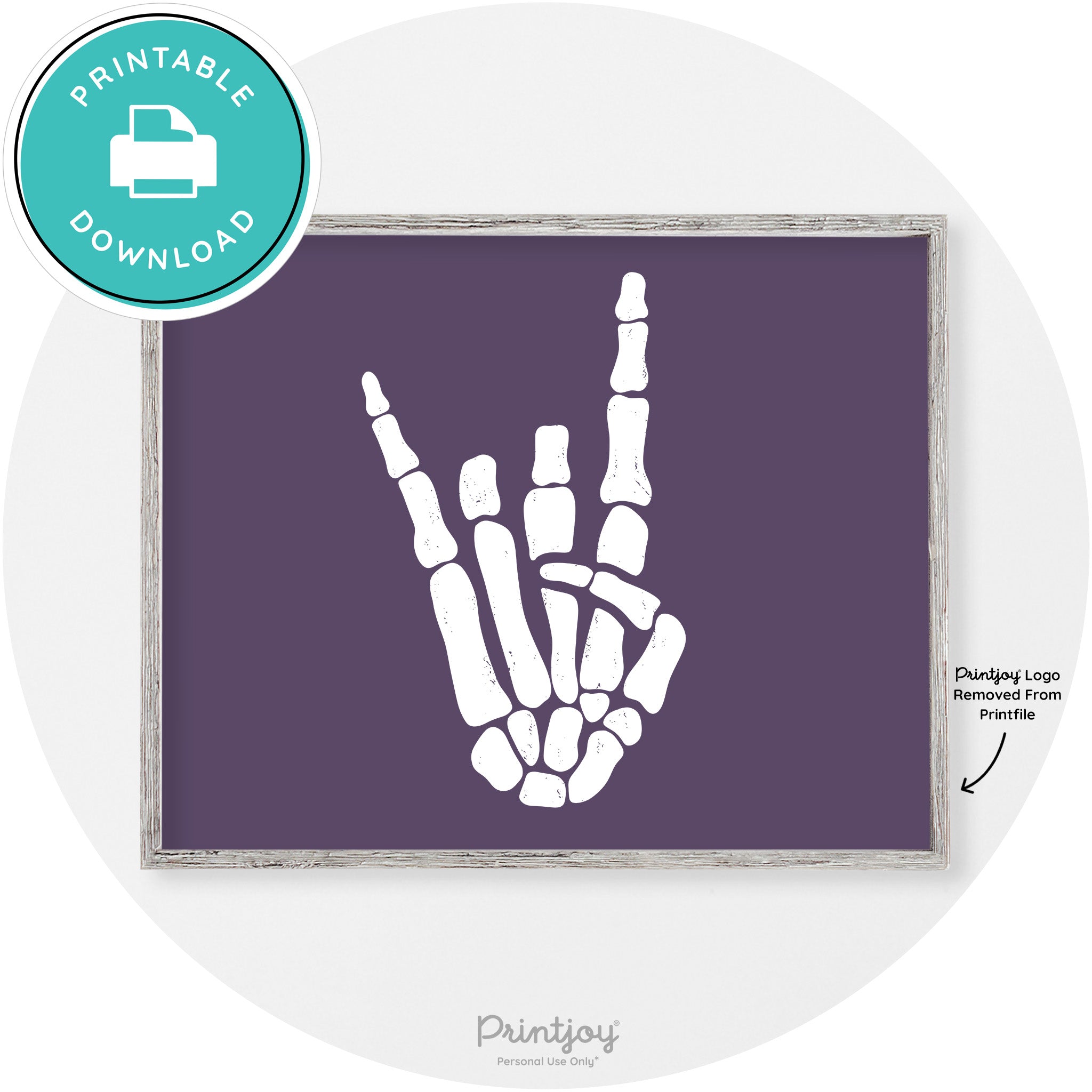 Skeleton Rock On Hand Bones Vintage Halloween Wall Art Free Printable - Printjoy