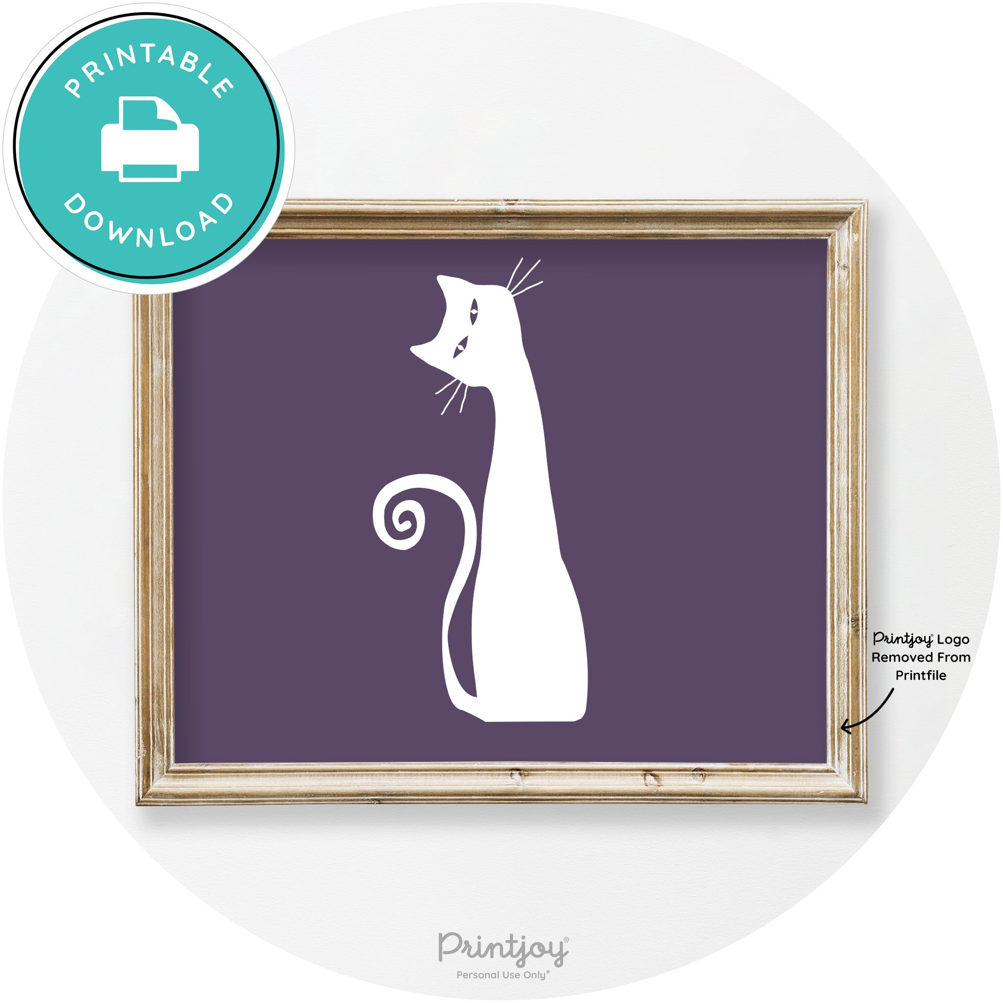 Creepy Skinny Cat Modern Vintage Halloween Wall Art Free Printable