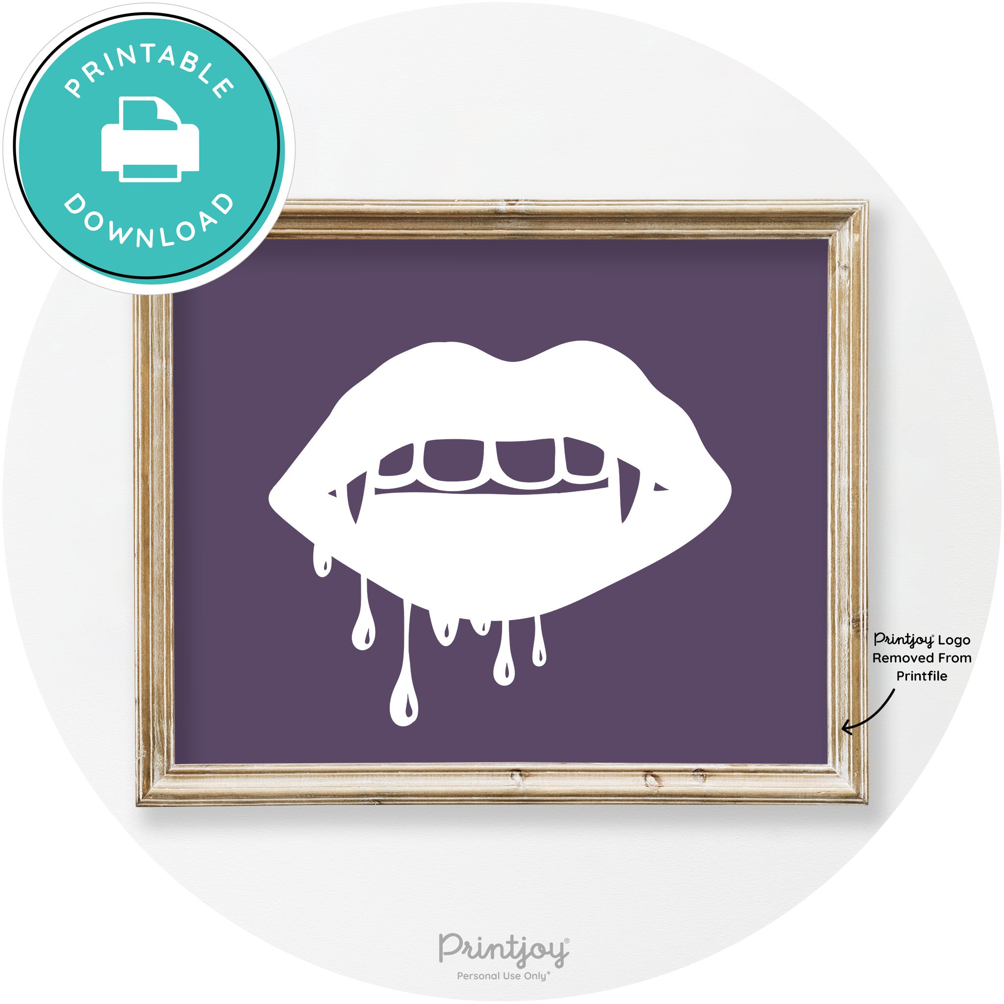 Dracula Fangs Teeth Modern Vintage Halloween Wall Art Free Printable