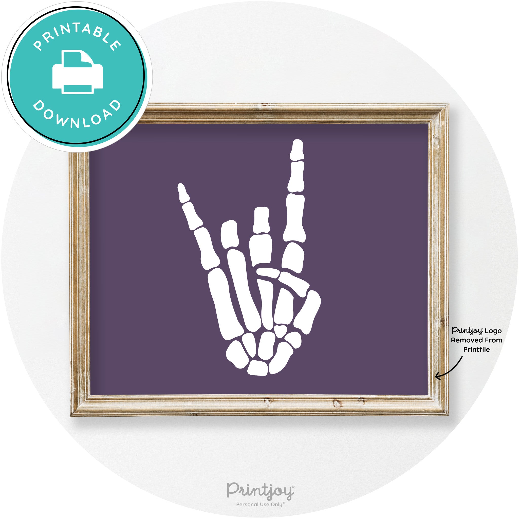 Skeleton Rock On Hand Bones Vintage Halloween Wall Art Free Printable