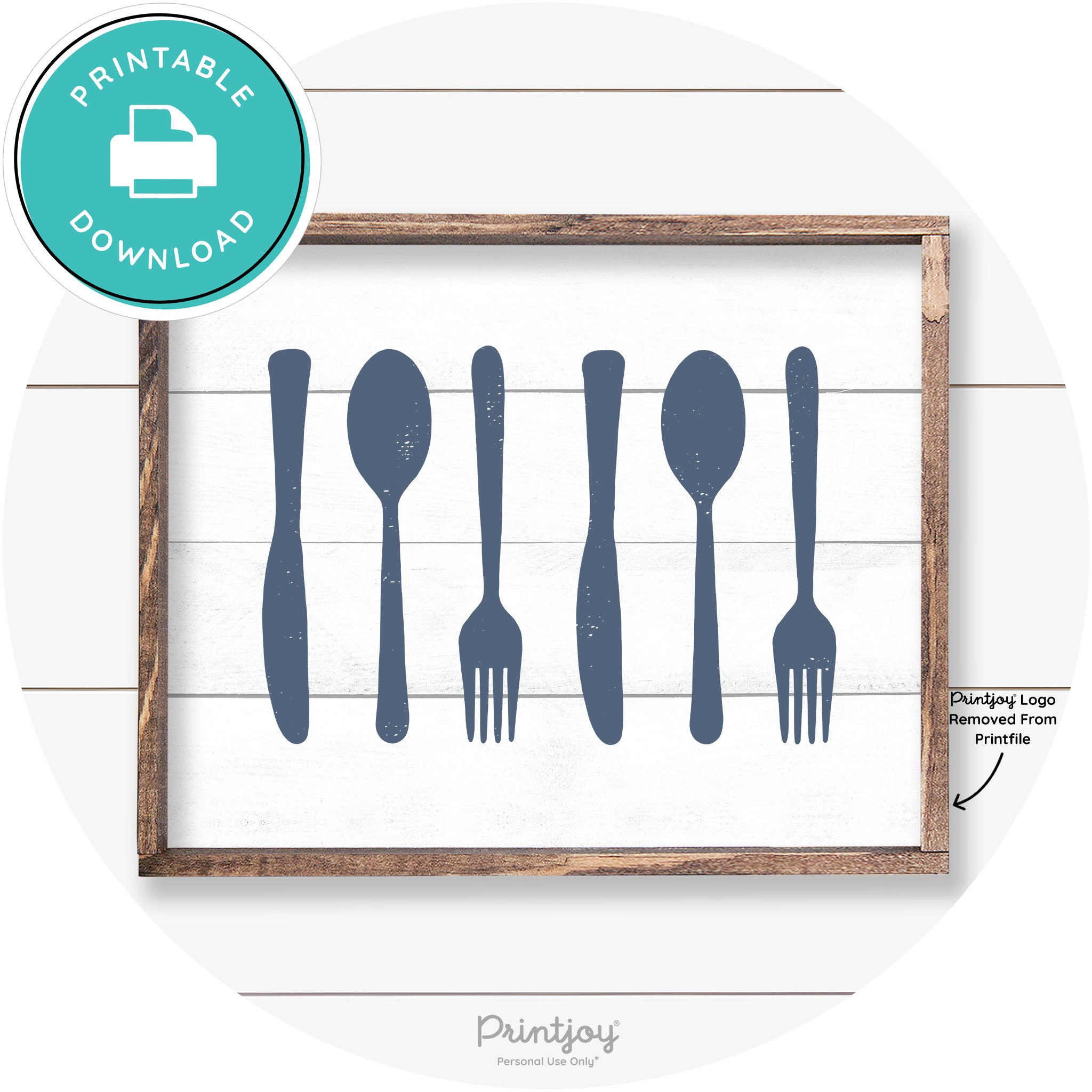Fork Spoon Knife Pattern Farmhouse Kitchen Wall Art Free Printable