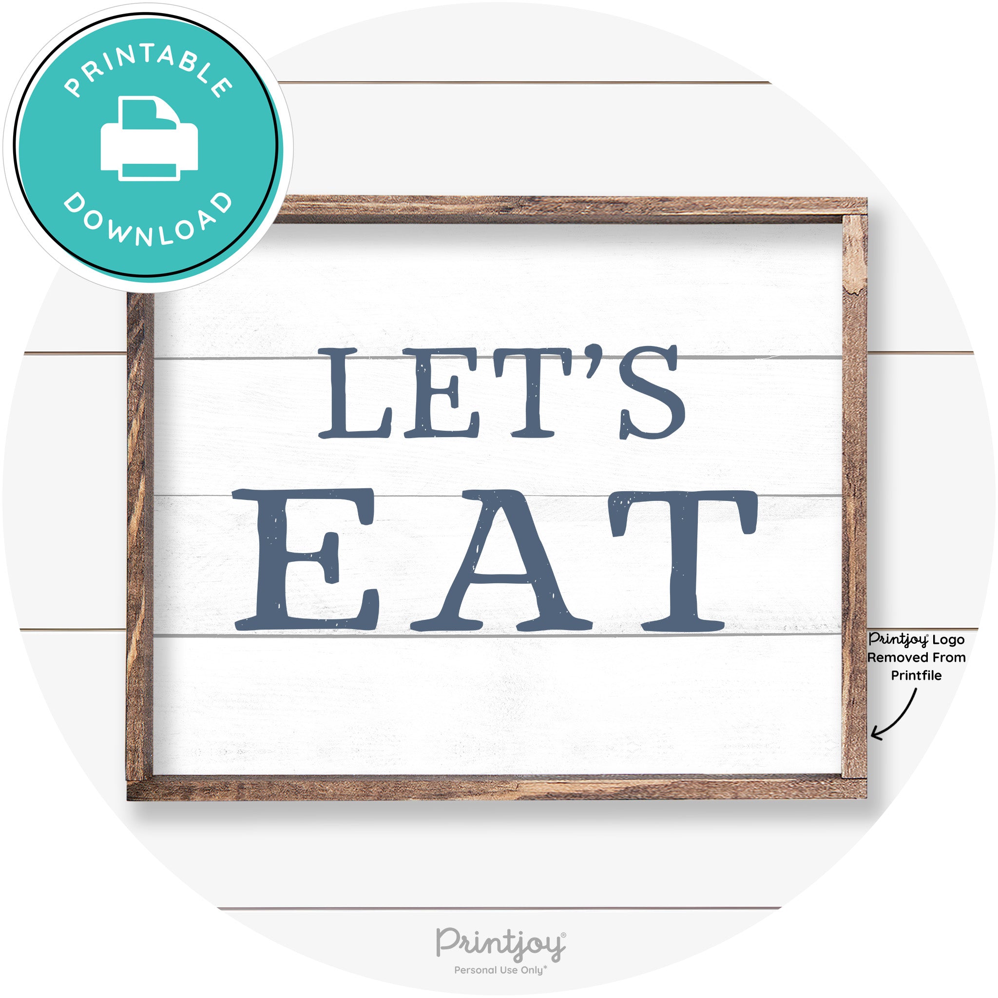 Let's Eat Kitchen Sign Rustic Farmhouse Wall Art Decor Free Printable