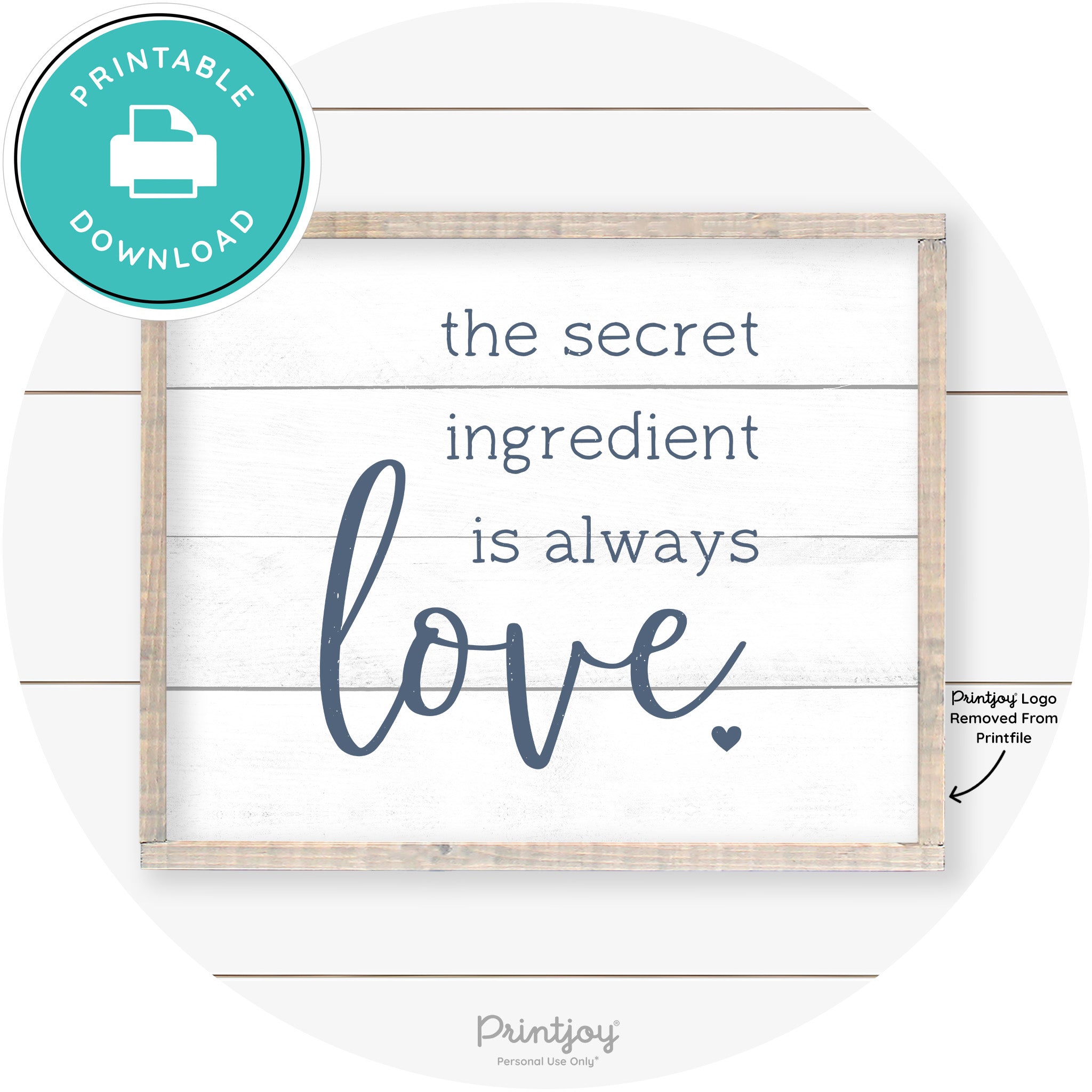 Secret Ingredient Is Love Farmhouse Kitchen Wall Art Free Printable