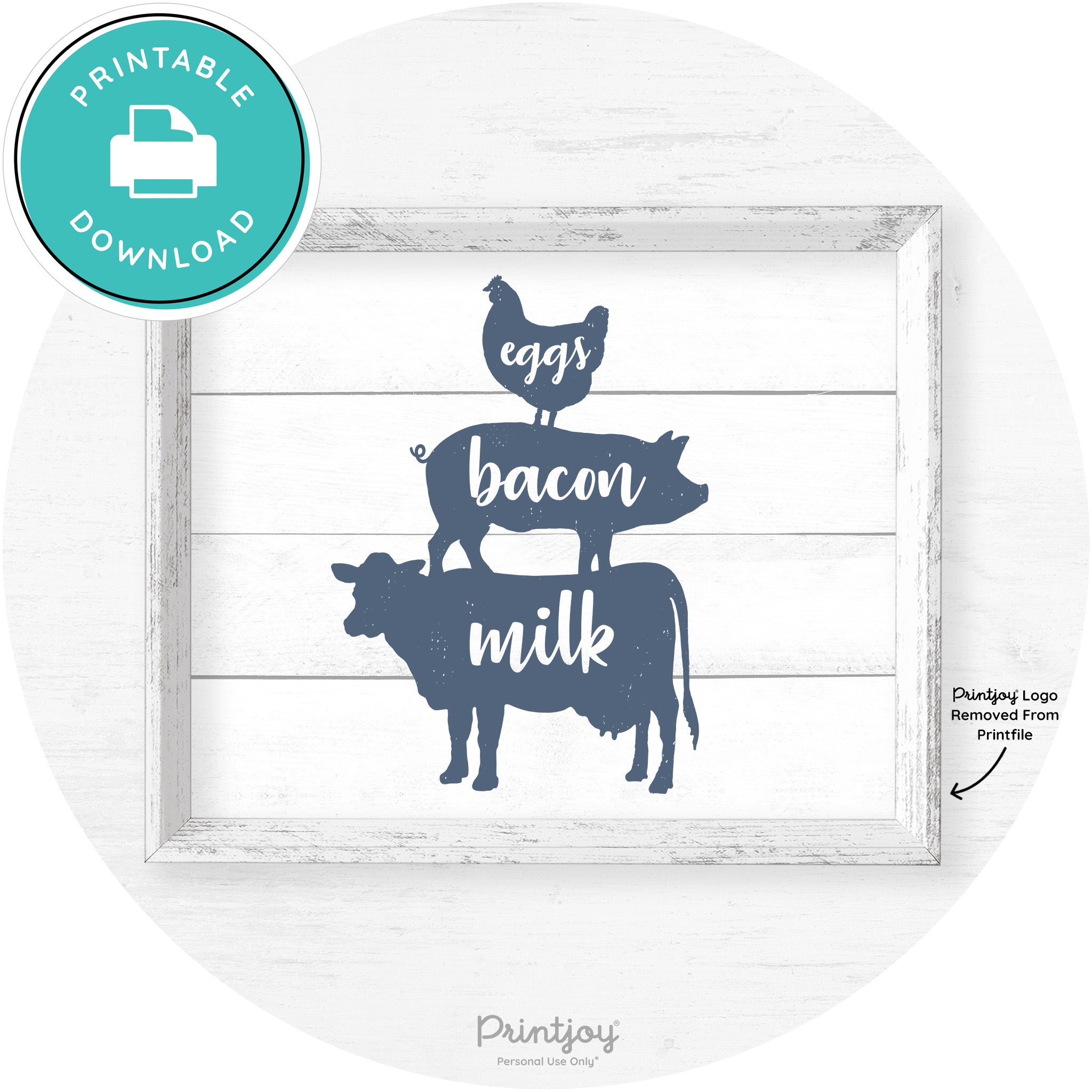 Stacked Farm Animals Eggs Bacon Milk Farmhouse Art Free Printable