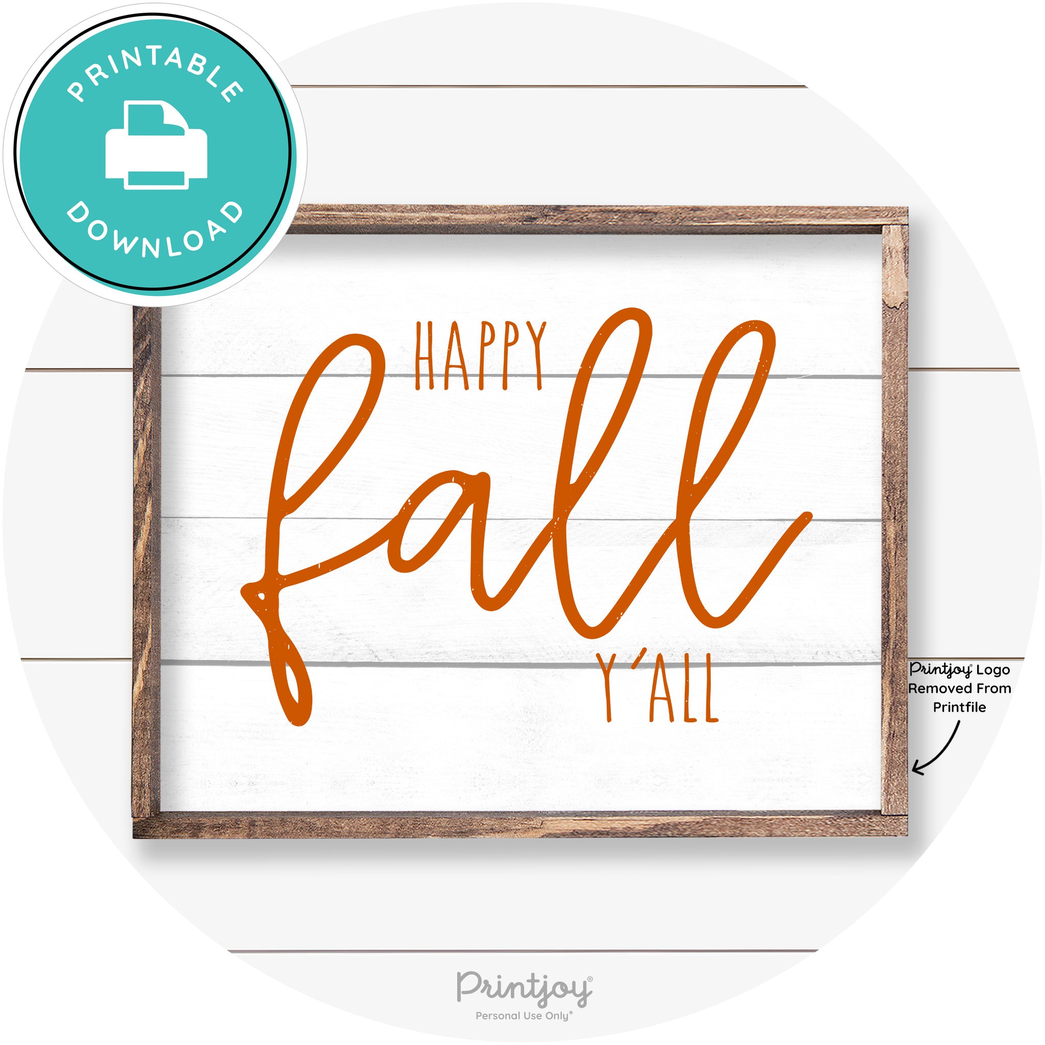 Happy Fall Y'all Cute Farmhouse Autumn Wall Art Decor Free Printable - Printjoy