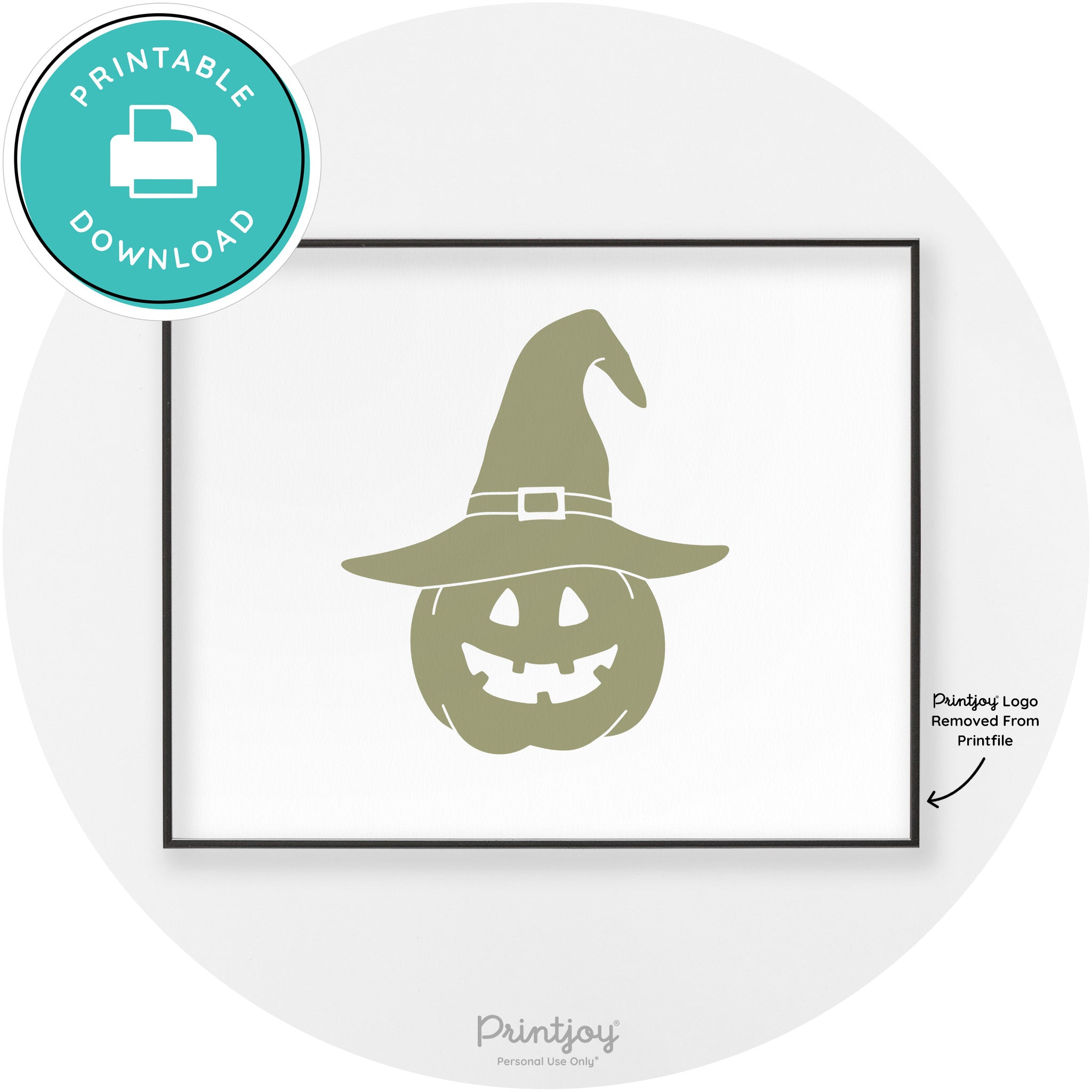 Halloween Cute Witch Jack O Lantern Chic Wall Art Printable