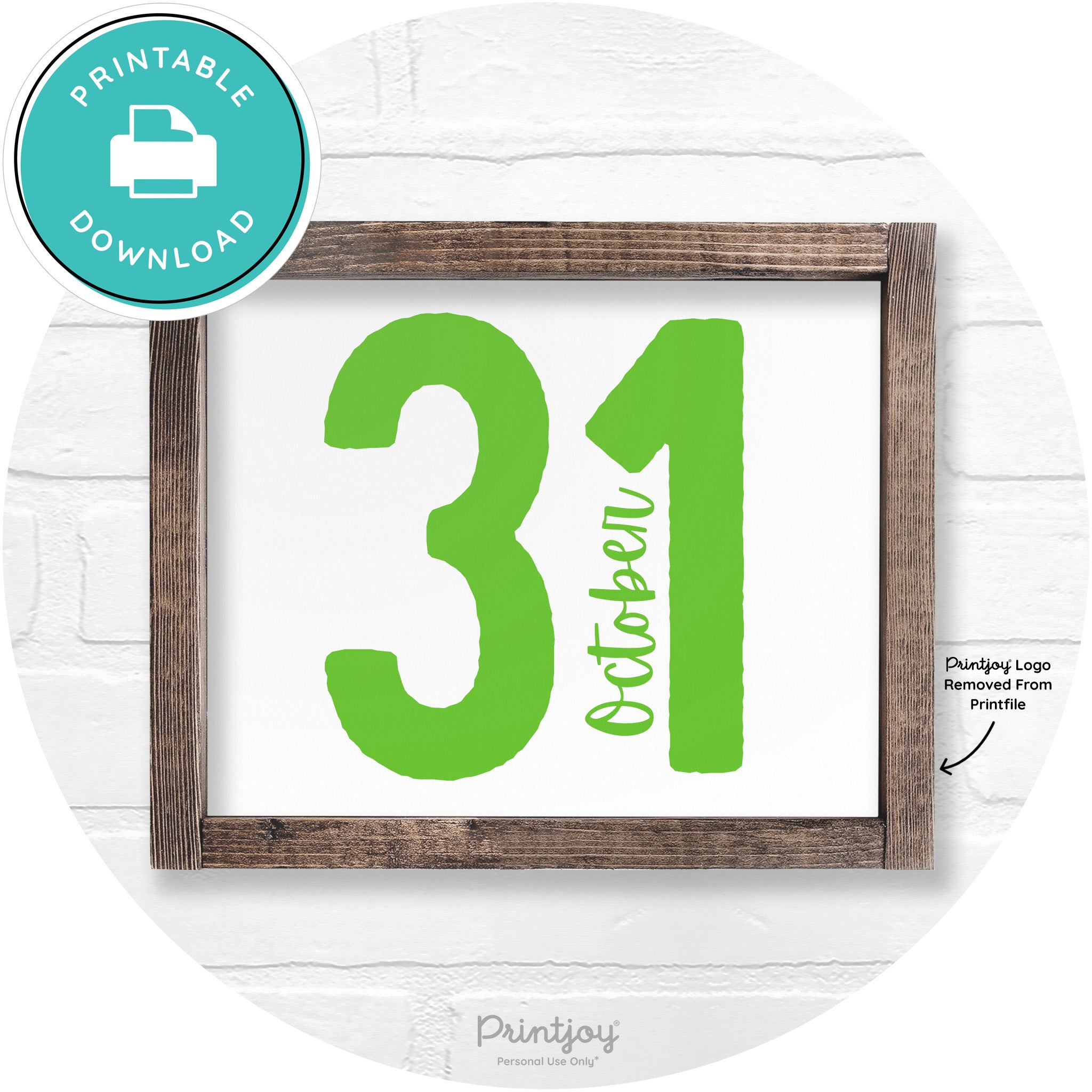 October 31 Halloween Rustic Farmhouse Wall Art Printable