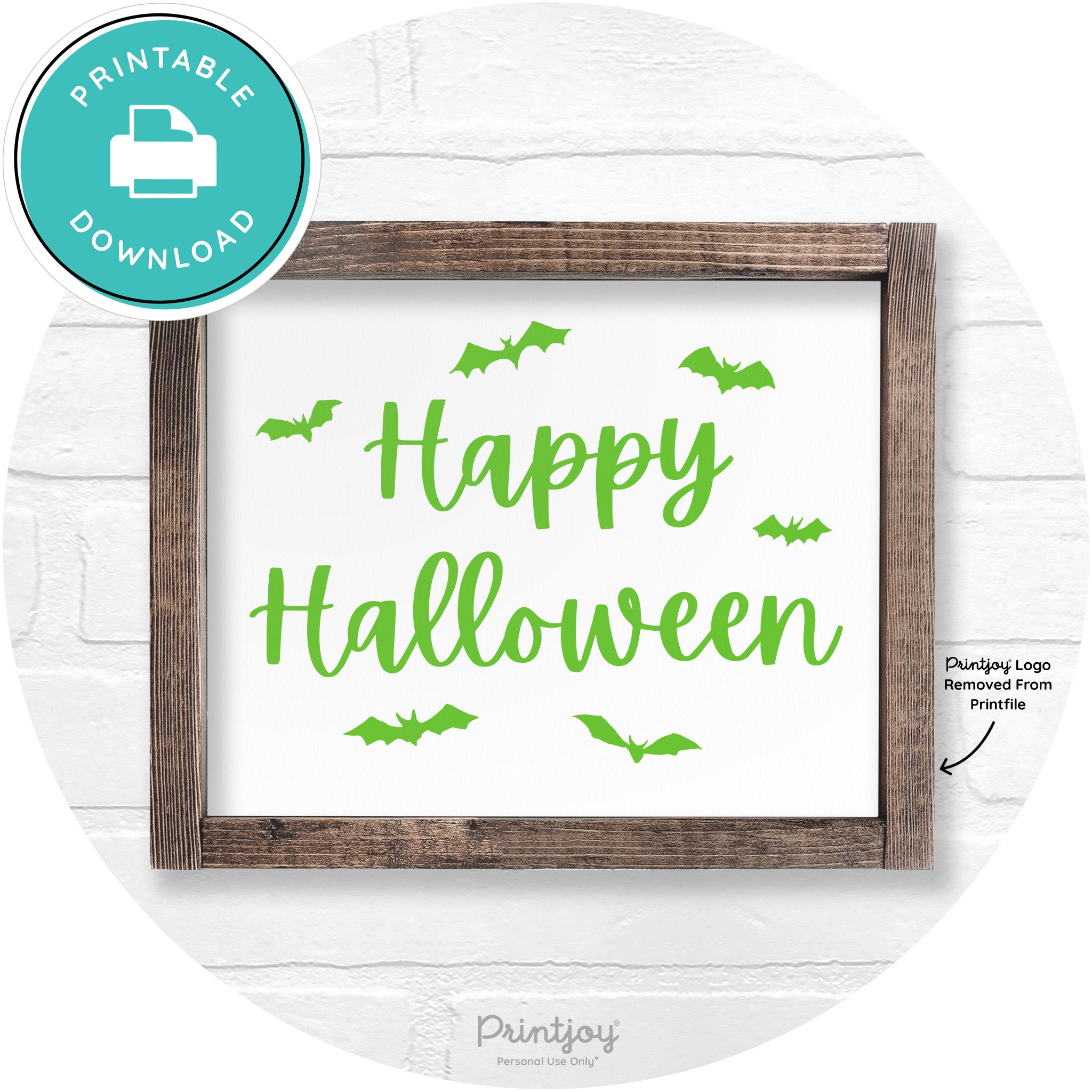Happy Halloween Bats Rustic Farmhouse Wall Art Printable