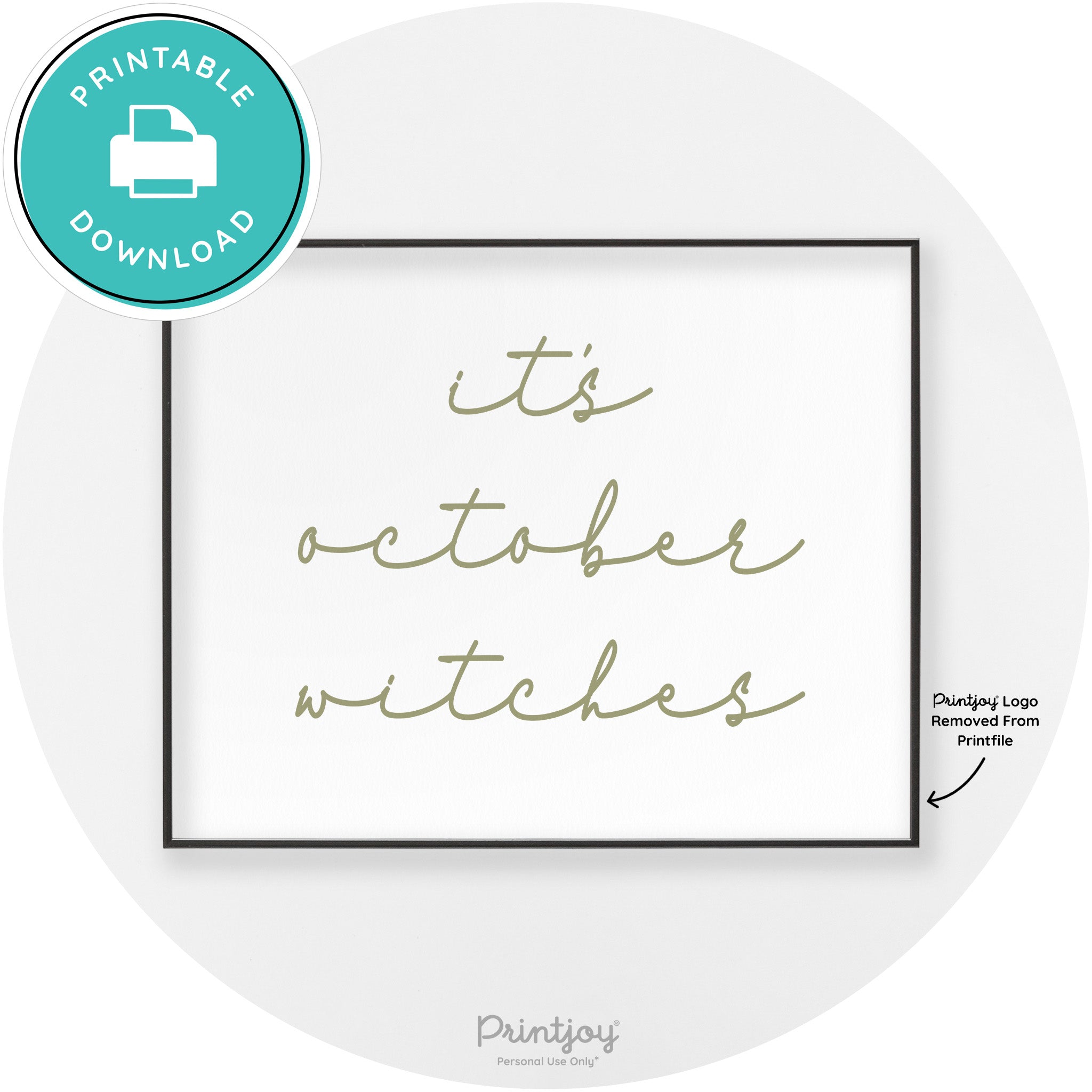 It's October Witches Halloween Modern Chic Wall Art Free Printable