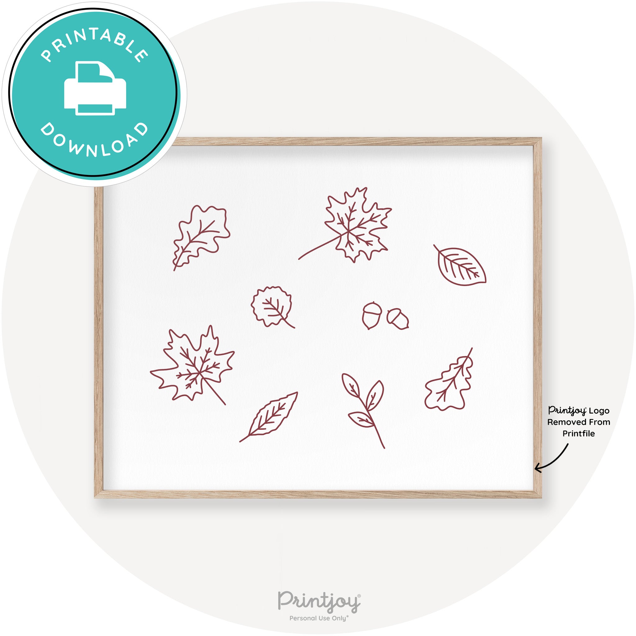 Fall Leaves Line Art Cute Fall Modern Chic Wall Art Printable